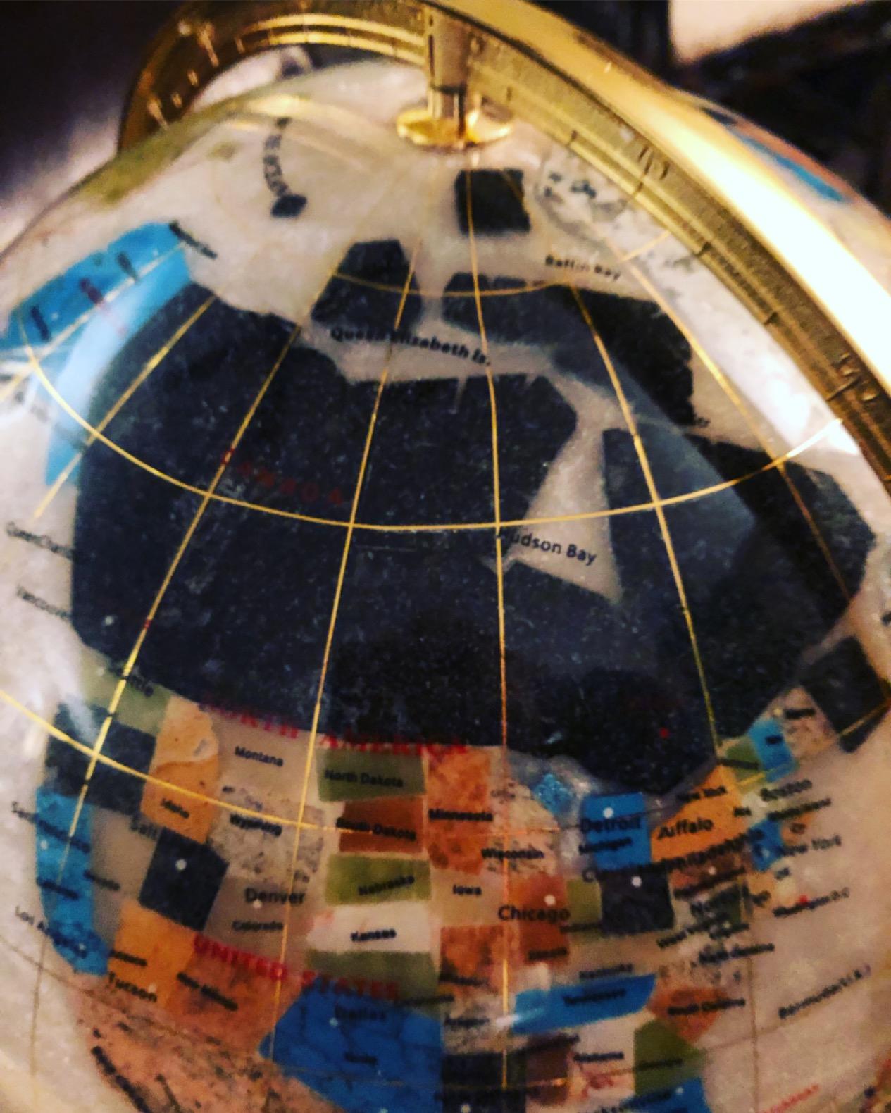 Unique Art 36-Inch by 13-Inch Floor Standing Pearl Ocean Gemstone World Globe with Gold Tripod customer photo 1