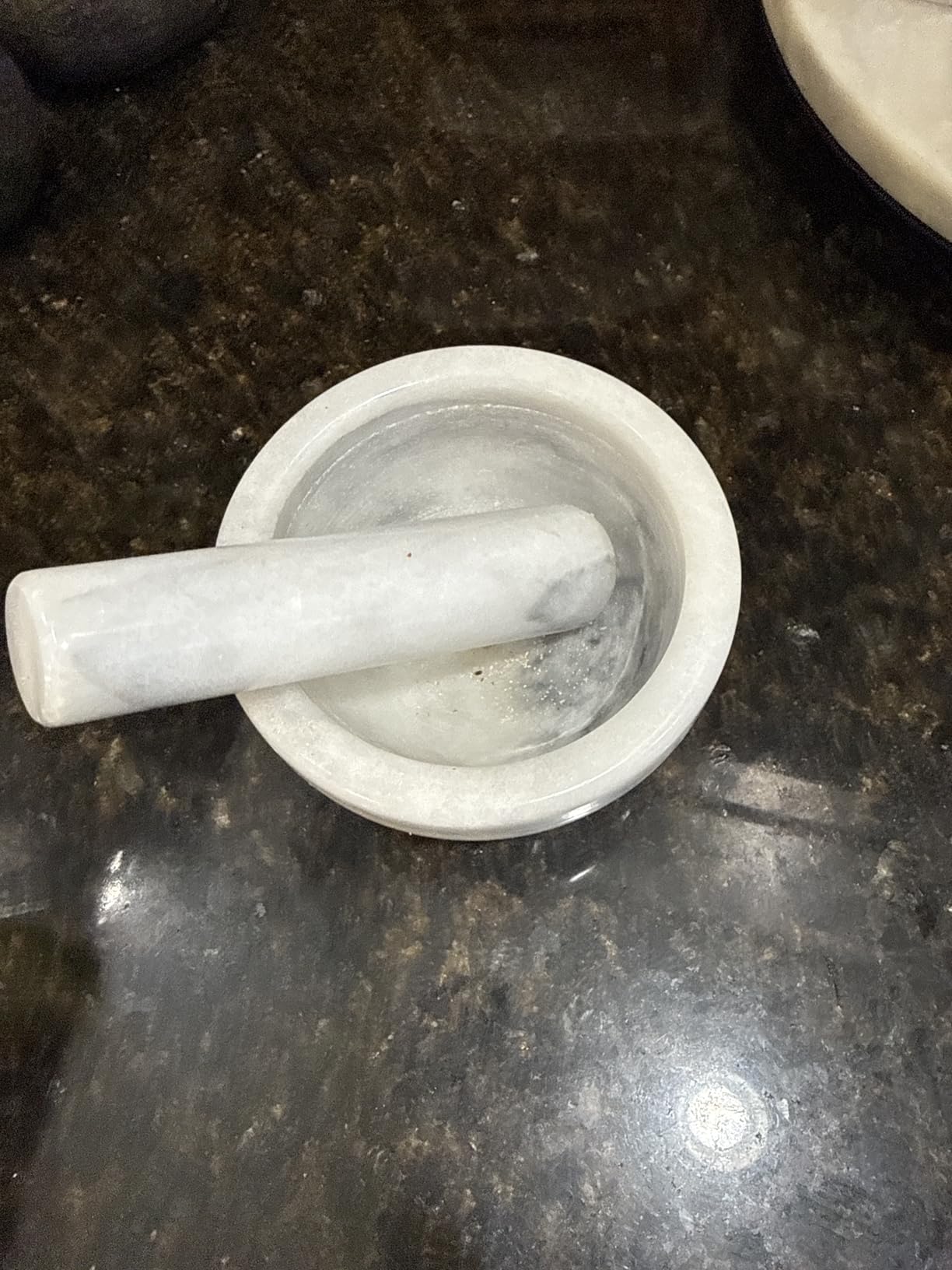 HIC Kitchen Mortar and Pestle Set, Solid Carrara Marble, 3.8-Inch, Spice Herb Grinder, Pill Crusher, Nut Butter Maker customer photo 1
