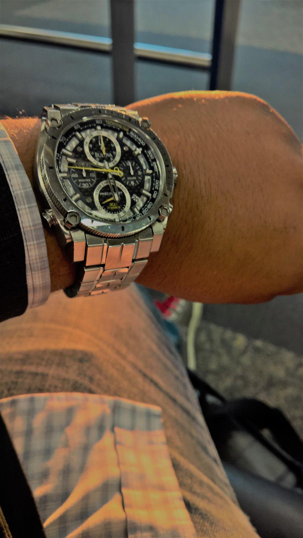 Bulova Men's Icon High Precision Quartz Chronograph Watch, Curved Mineral Crystal customer photo 1