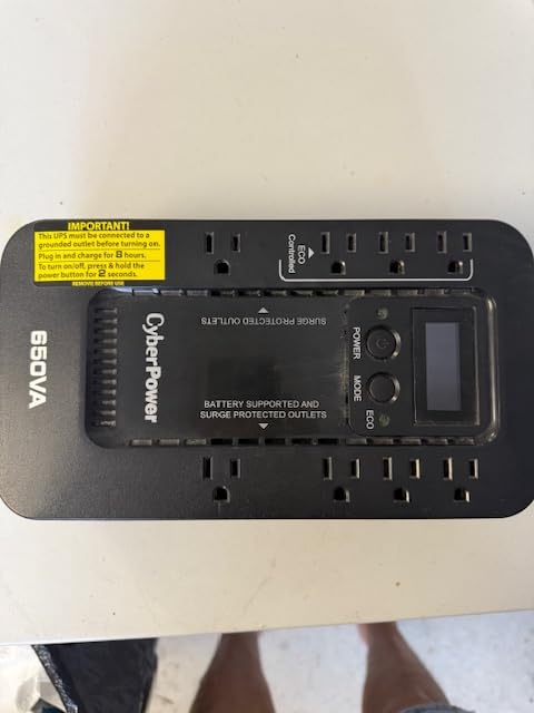CyberPower EC650LCD Ecologic UPS Battery Backup and Surge Protector | 650VA/390W, 8 Outlets, ECO Mode, Compact, UL Certified customer photo 2