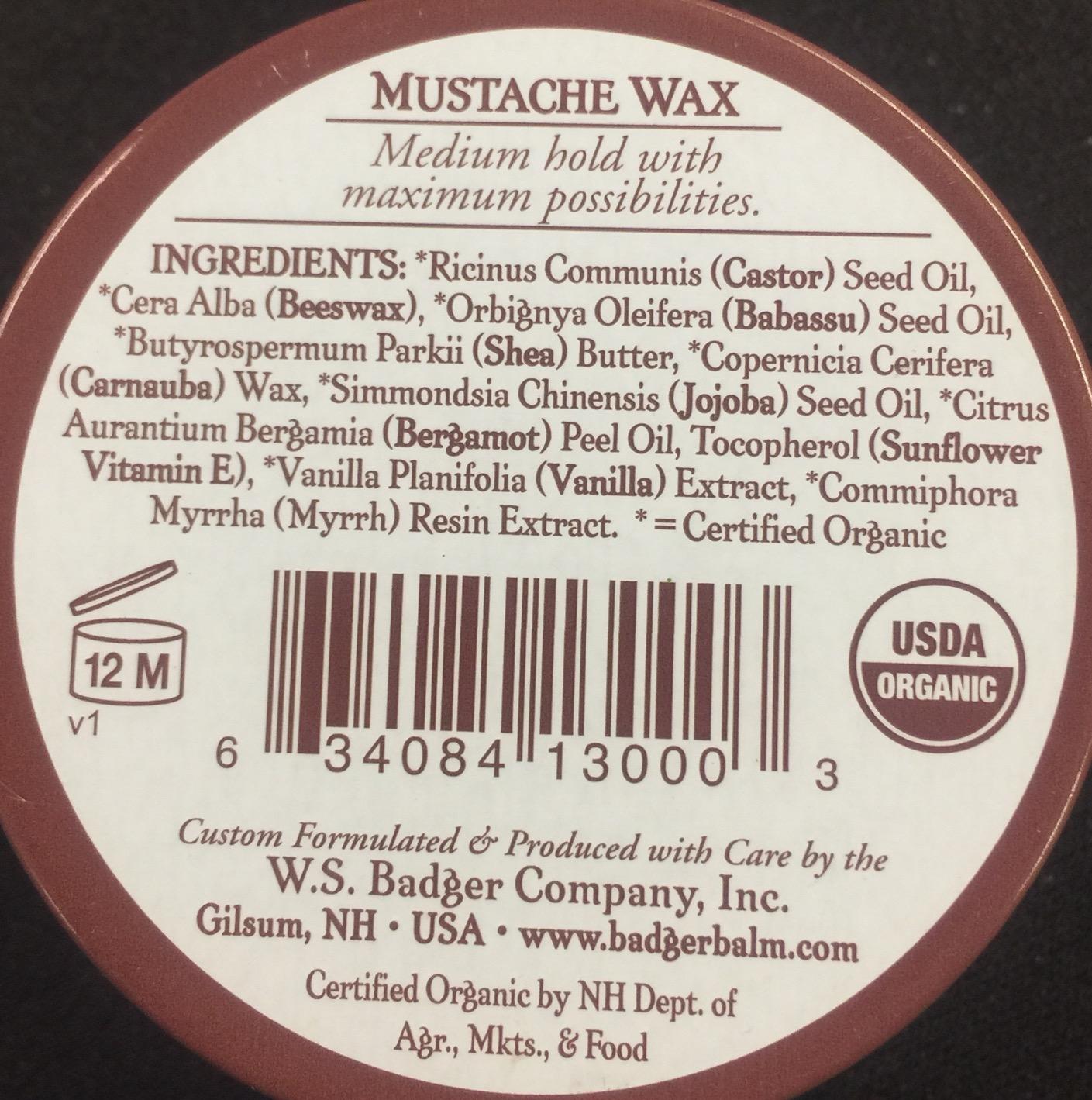 Badger Organic Mustache & Beard Wax, Medium Hold, .75 oz Tin customer photo 1