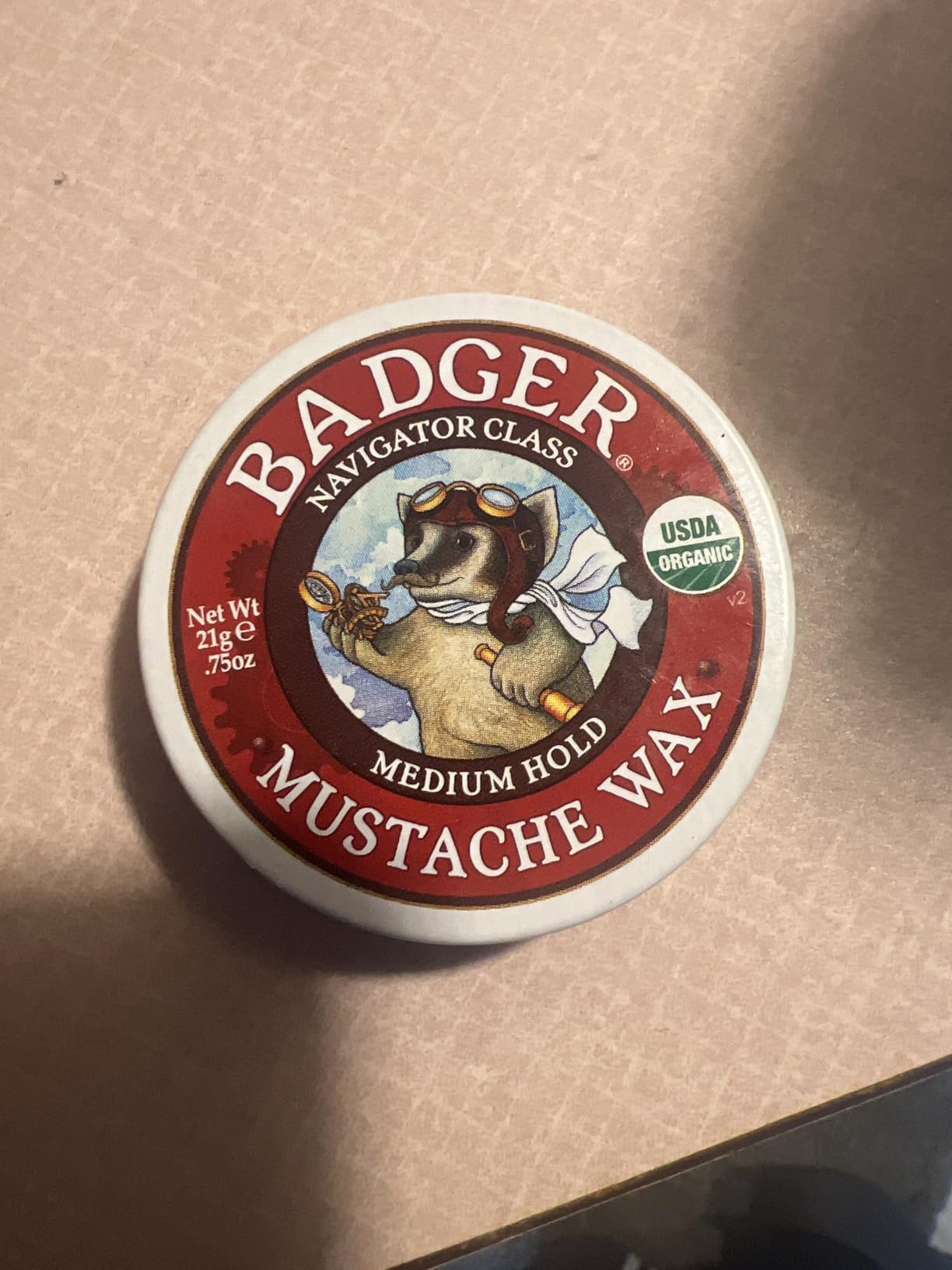 Badger Organic Mustache & Beard Wax, Medium Hold, .75 oz Tin customer photo 2