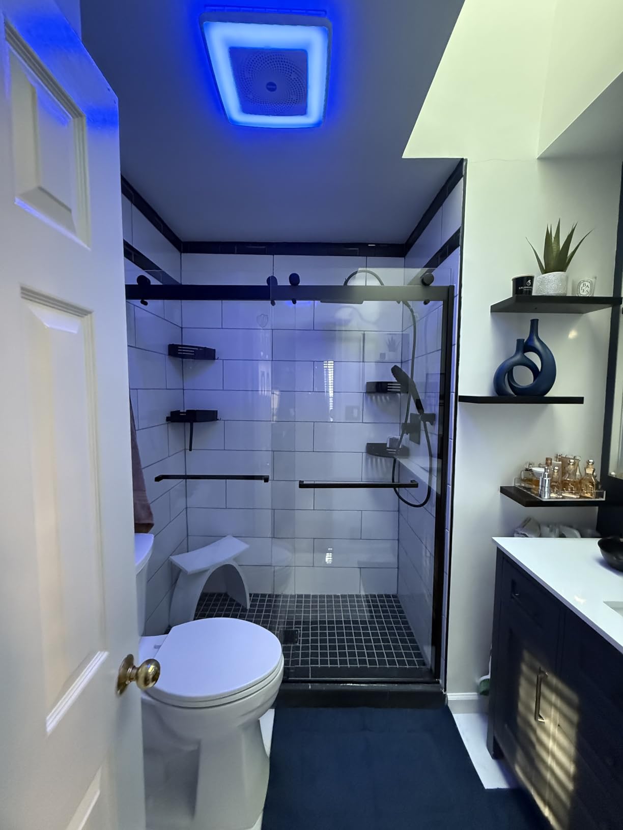 Broan-NuTone ChromaComfort Bathroom Exhaust Fan with Bluetooth Speaker, Powerful 110CFM/1.5 Sones, 24-color LED Light, SPK110RGBL, Wall Switch customer photo 2