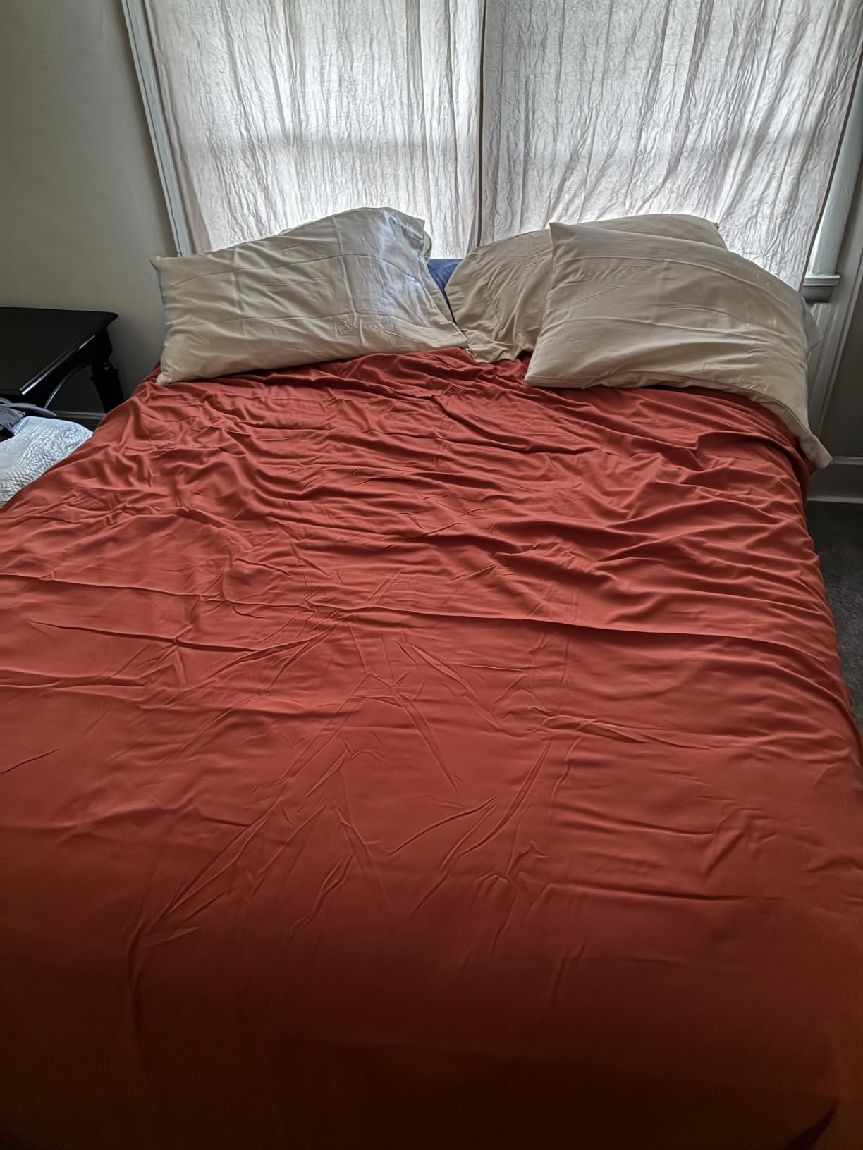 Duvet Cover Queen, 3 Piece Cotton Like Polyester With Zipper Closure, White customer photo 1