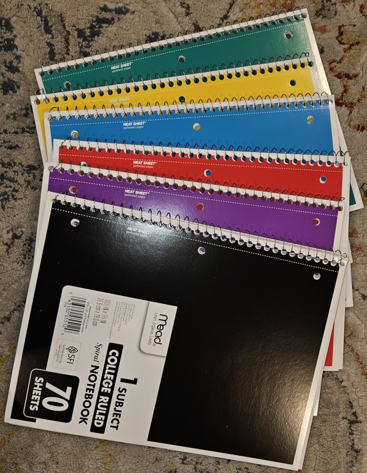Mead Spiral Notebook, 1 Subject, College Ruled Paper, 7-1/2