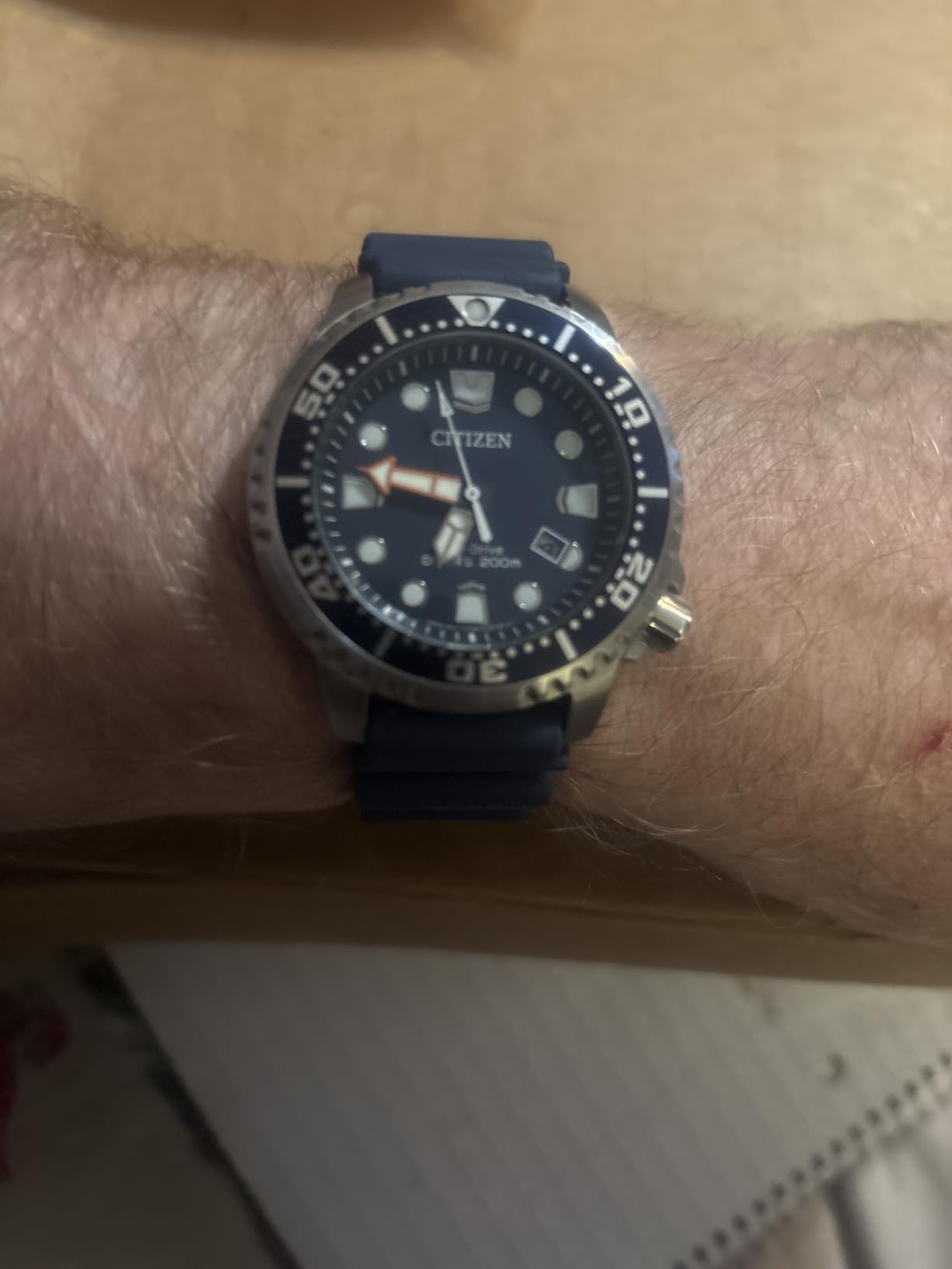 CITIZEN Promaster Dive Eco-Drive Watch, 3-Hand Date, ISO Certified, Luminous Hands and Markers, Rotating Bezel customer photo 1