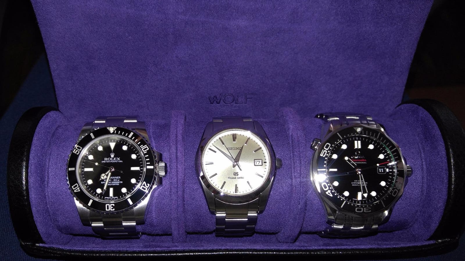 WOLF Heritage Watch Roll, Blake Black/Purple - Holds Up to Three Watches - Vegan Leather, Ultra-Suede Lining, Snap Closure - Includes Two Watch Guards customer photo 2