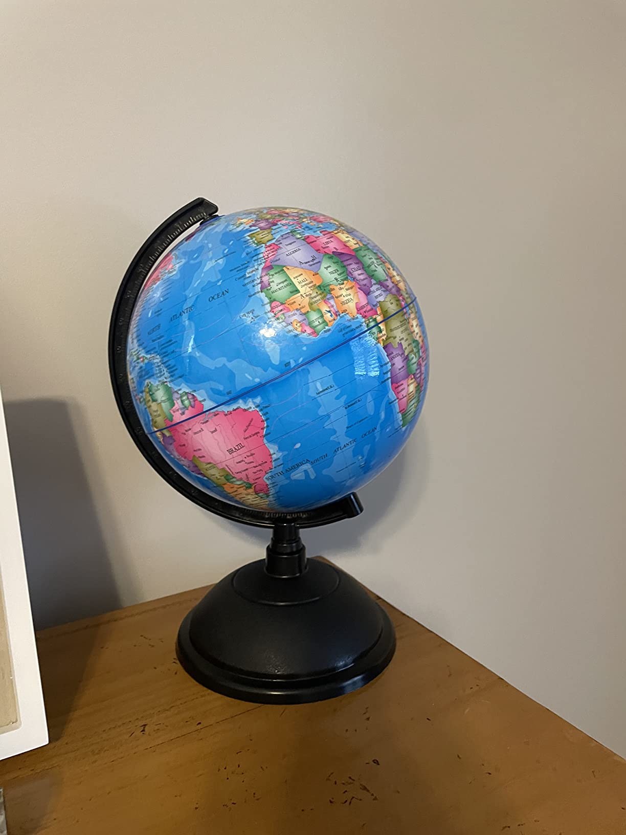 Juvale World Globe for Kids - 8-Inch, Multicolor with Plastic Stand - Educational Desk Globe with World Map for Kids & Classroom Decor customer photo 1