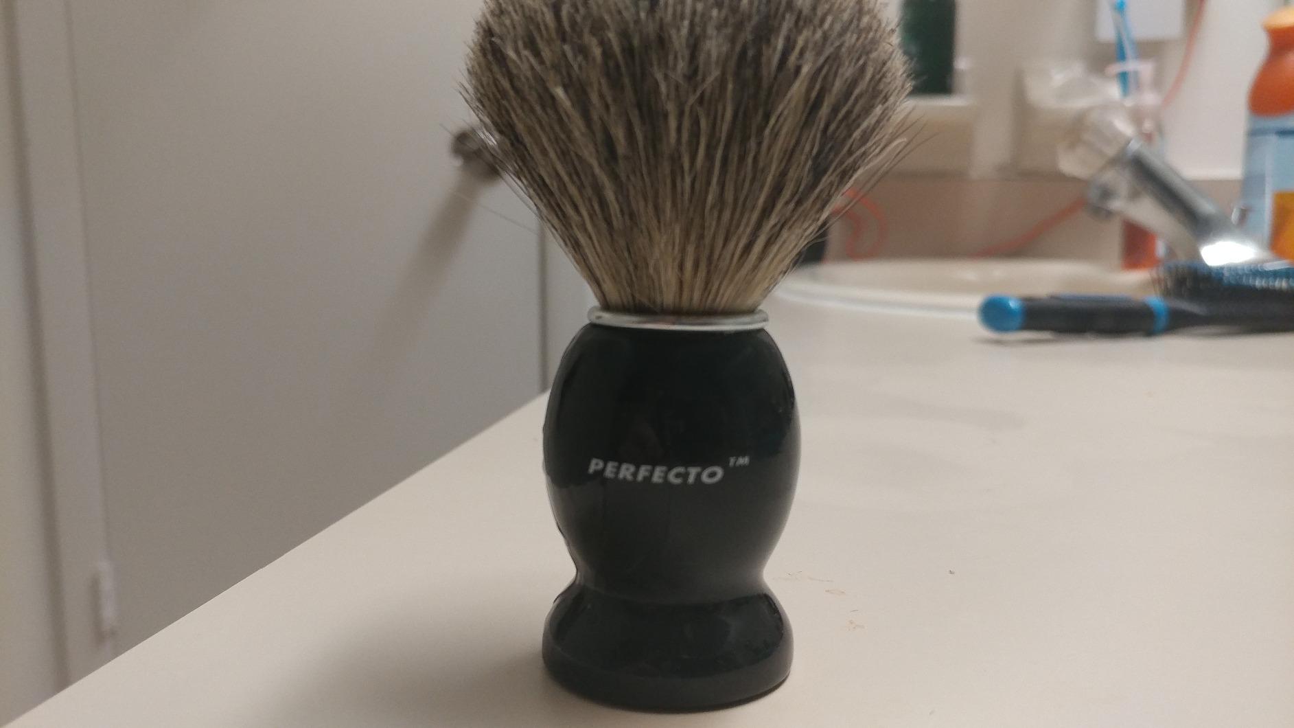 Perfecto 100% Pure Badger Shaving Brush-Black Handle- Engineered for The Best Shave of Your Life. for, Safety Razor, Double Edge Razor, Straight Razor or Shaving Razor, Its The Best Badger Brush. customer photo 1