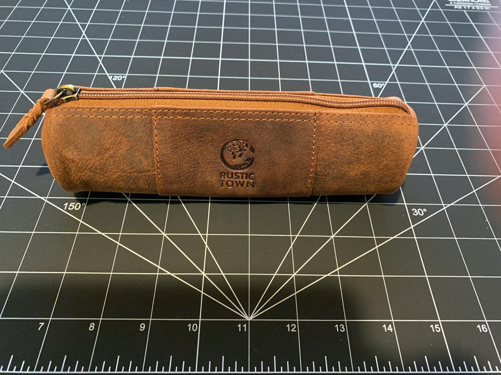 Rustic Town Leather Pencil Case - Full Grain Leather Zippered Pen Pouch - Stationery Bag Pen Holder for Work & Office customer photo 2