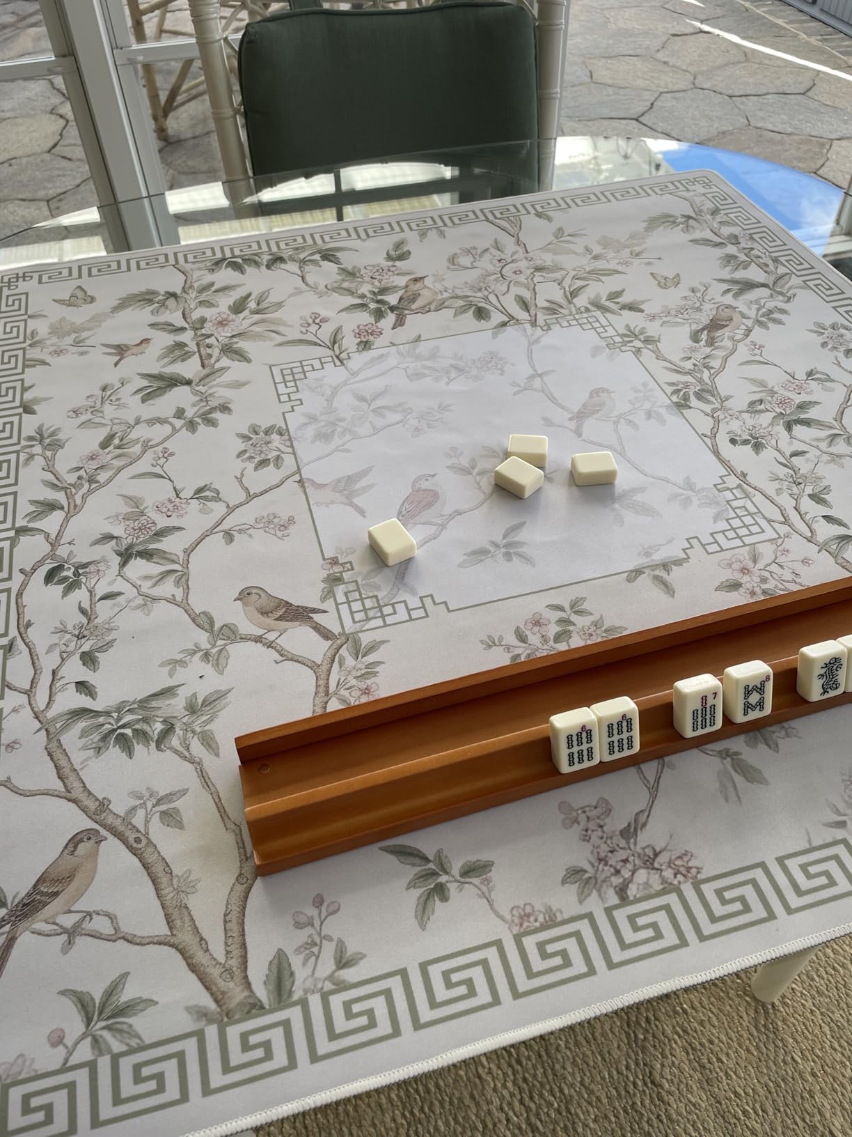 Yellow Mountain Imports American Mahjong Set, Mojave (Ivory) with Brown Soft Case, All-in-One Racks with Pushers, Wright Patterson Scoring Coins, Dice, & Wind Indicator customer photo 1