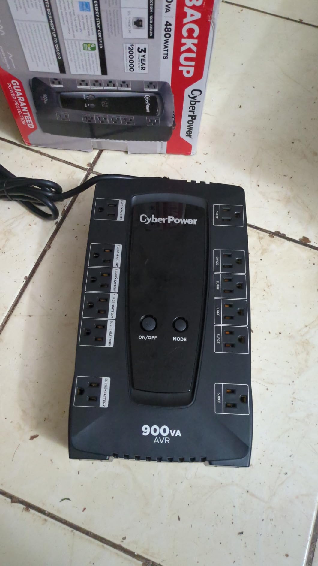CyberPower AVRG900LCD Intelligent LCD UPS Battery Backup | 900VA/480W, 12 Outlets, AVR, Compact, UL Certified customer photo 1