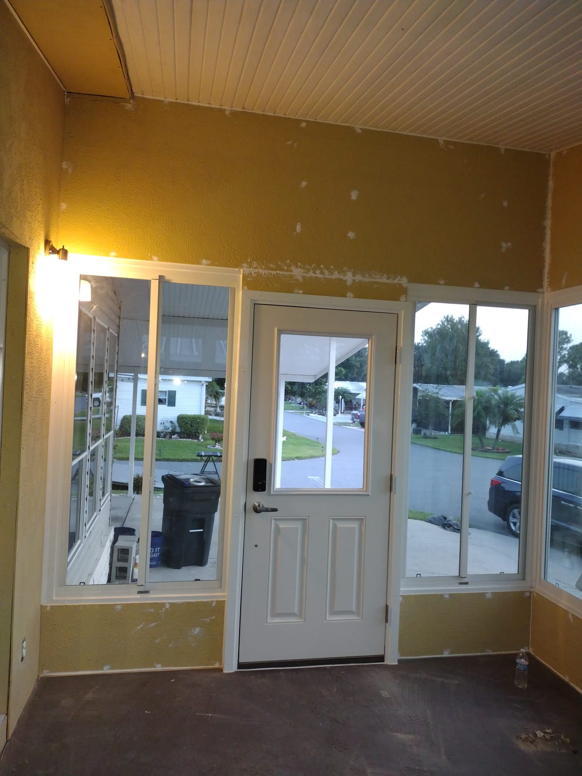 National Door Company Z000348R Fiberglass Smooth Primed, Right Hand in-Swing, Prehung Front Door, 1/2 Lite 2-Panel, Clear Glass, 36
