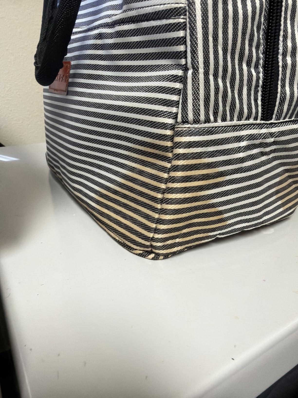 BALORAY Lunch Bag for Women Men Adult Lunch Box (Black White Stripes), M customer photo 1
