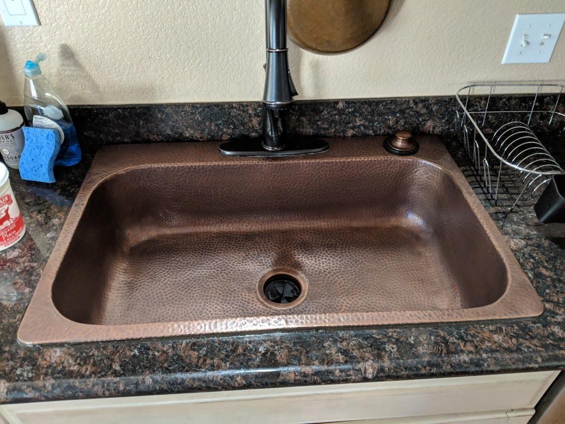 Sinkology SK101-33AC Angelico Drop-In 33-inch 3-Hole Single Bowl Copper Kitchen Sink customer photo 1