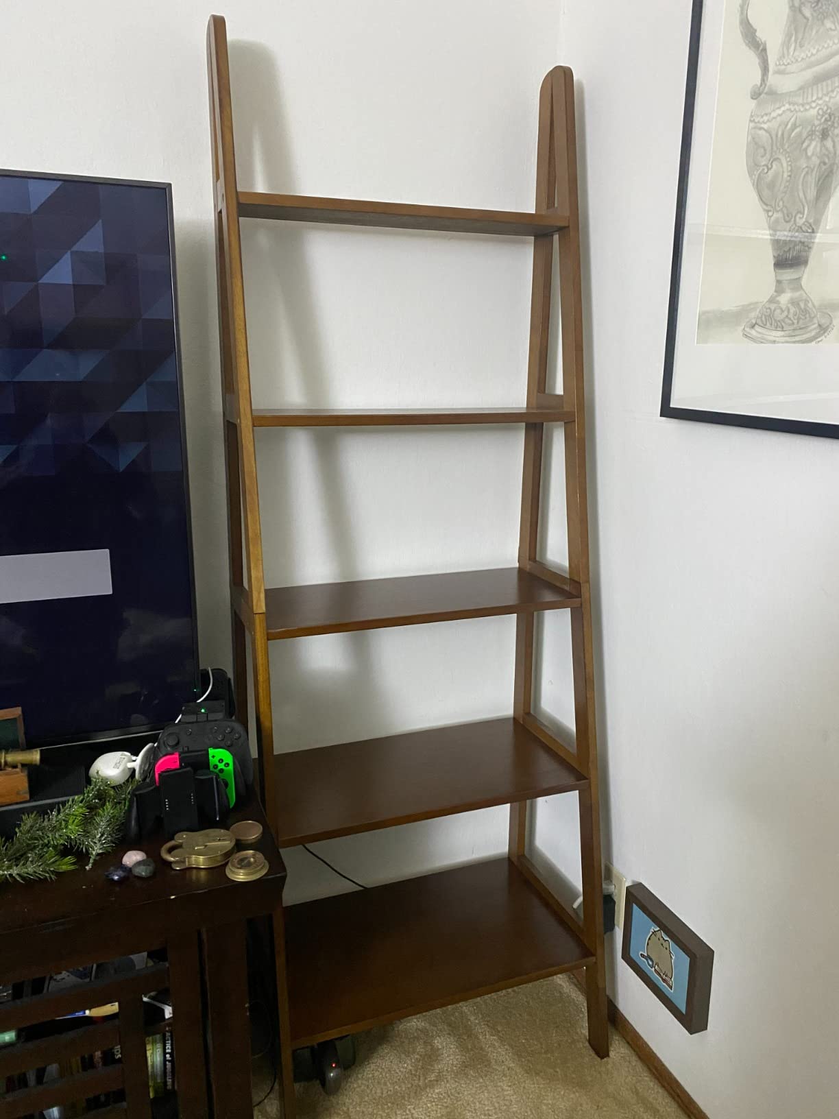 Casual Home 100% Solid Wood 5-Shelf Ladder Bookcase, Standard, 72