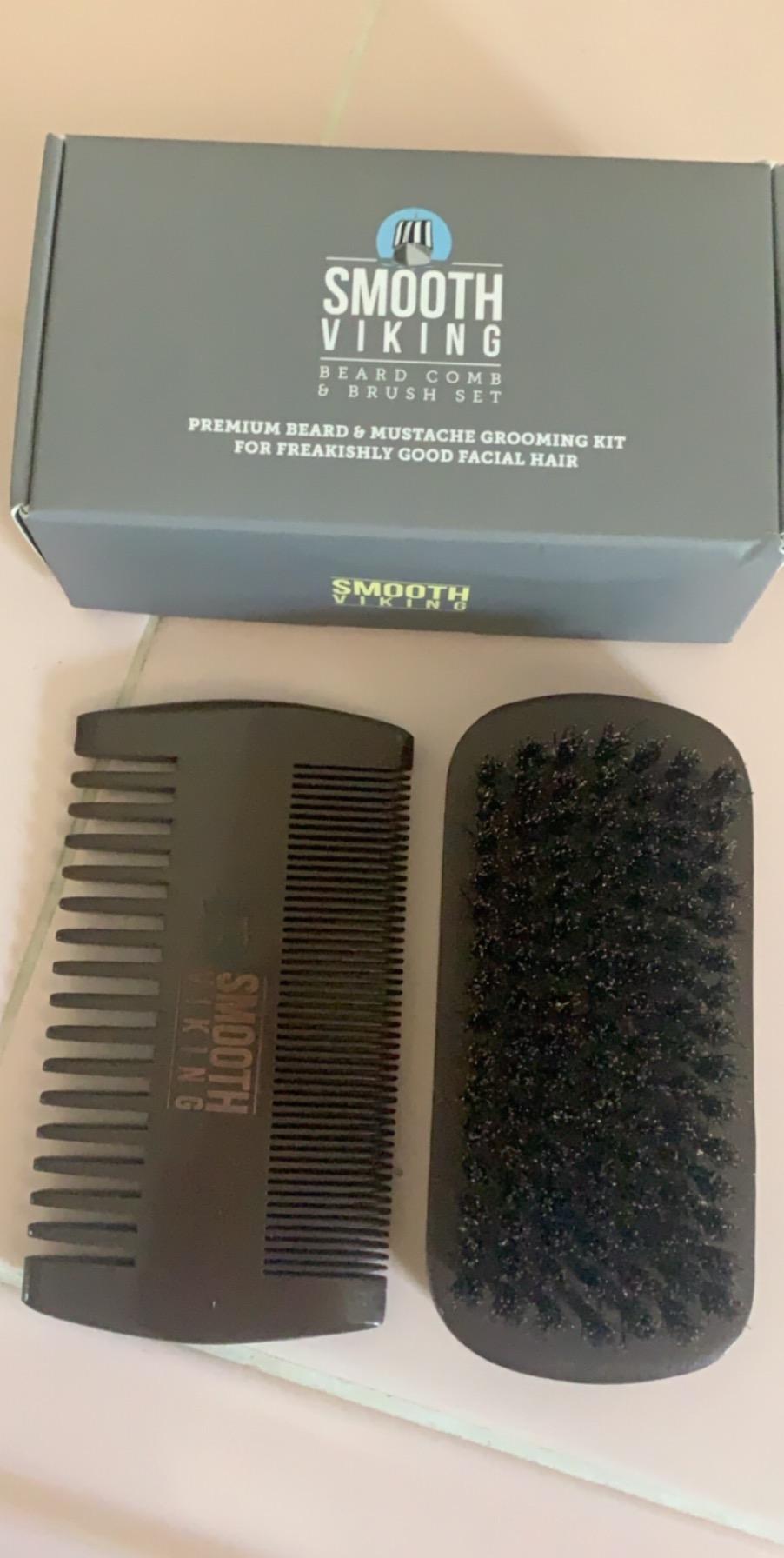 Beard Brush and Comb - Natural Boar Bristle Beard Brush & Beard Comb for Men - Facial Hair Care Gift Set for Men - Mustache Styling, Grooming & Shaping Tools customer photo 2