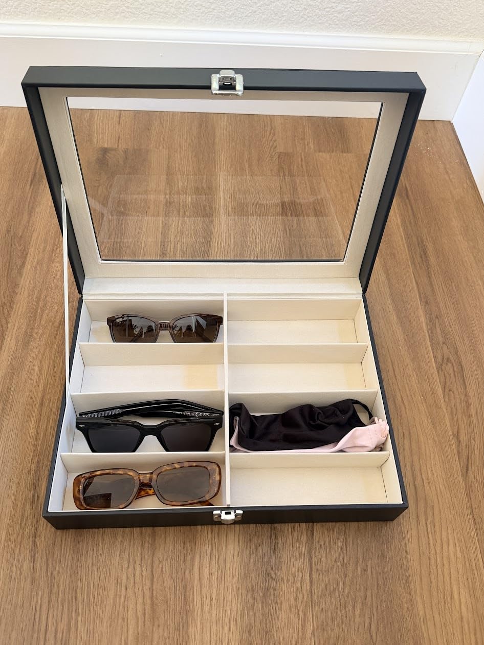 CO-Z Leather Multi Sunglasses Organizer for Women Men, Eyeglasses Eyewear Display Case with 8 Slots, Jewelry Watch Organizer, Sunglasses Jewelry Collection Case, Sunglass Glasses Storage Holder Box customer photo 2
