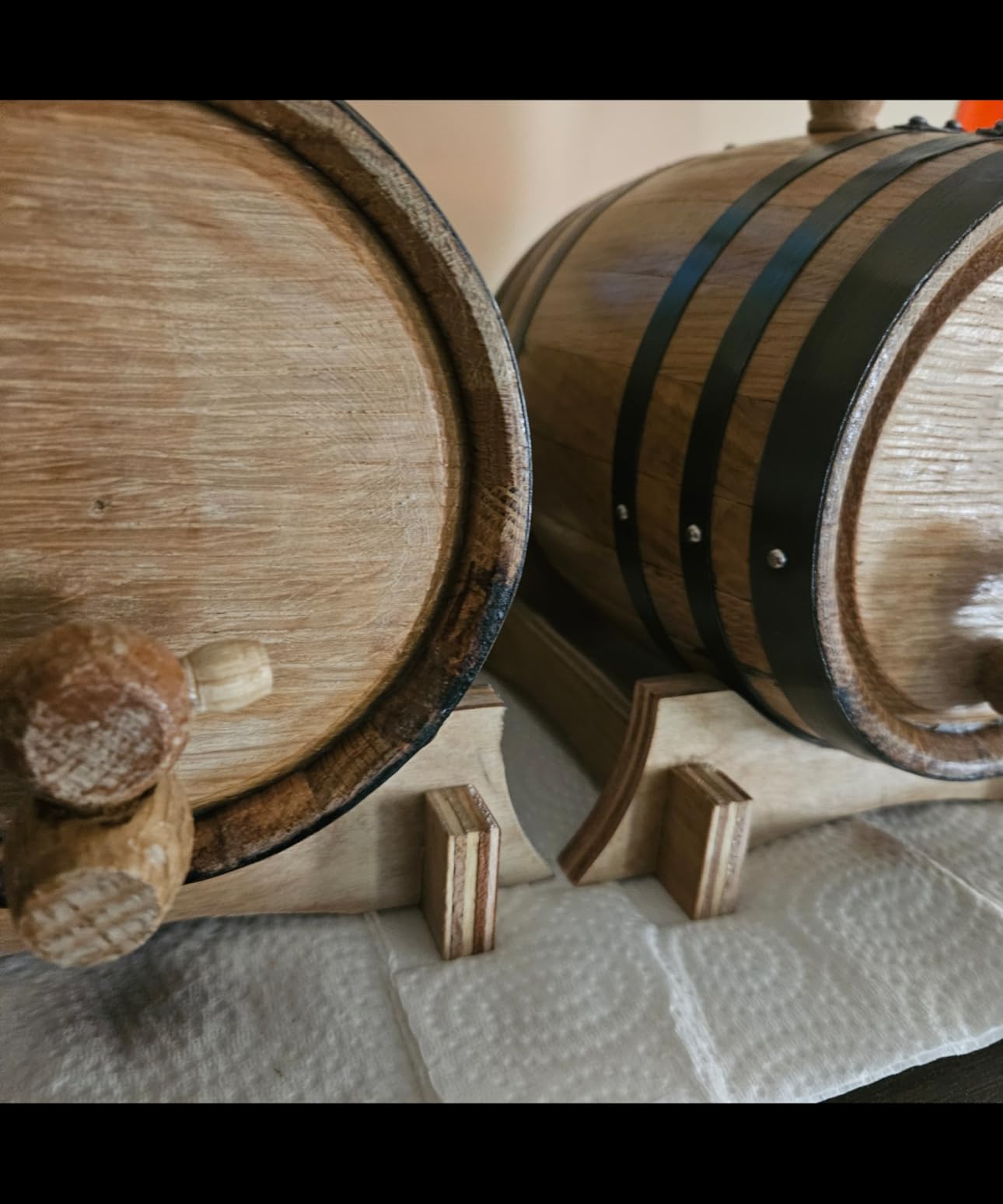 2 Liter Oak Aging Barrel with Wood Stand, Bung & Spigot - Mini Whiskey Barrels for The Home Alcohol Distiller, Moonshiner & Winemaker - Age Cocktails, Bourbon, Whisky, Tequila, Rum, Mead Wine (2L) customer photo 1