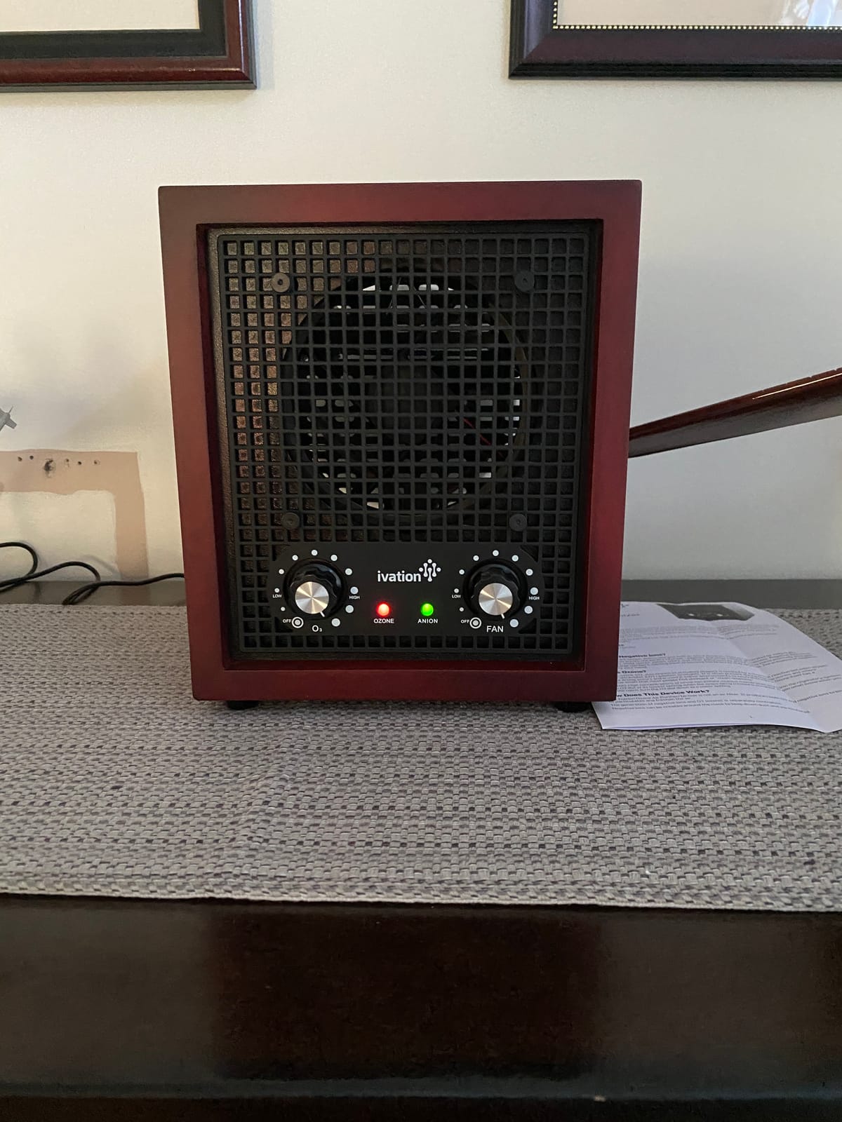 Ivation Ozone Generator Air Purifier, Ionizer & Deodorizer -Purifies Up to 3,500 Sq/Ft -Great for Dust, Pollen, Pets, Smoke & More Cherry | Removes odors from pets, smoke, food, and mold - quiet operation with a cherry wood and stainless steel cabinet customer photo 2
