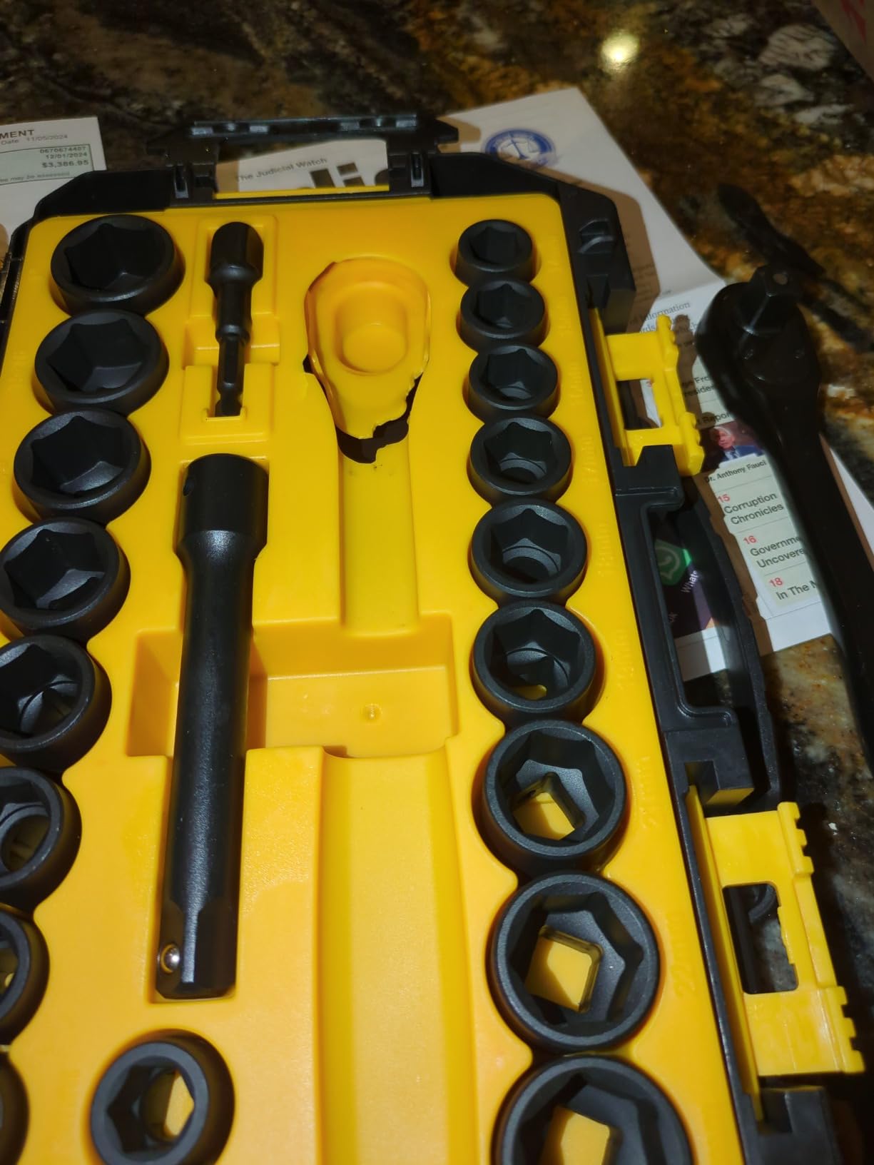 DEWALT Impact Socket Set with Ratchet, Metric/SAE, 1/2