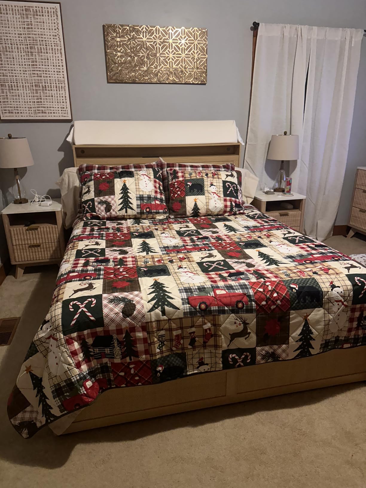 Woolrich Cotton Sheet Set Cottage Charms Print, 100% Cotton Flannel Sheets Warm & Fuzzy Bedding Set Queen Size Sheets, Fitted Pocket Fits Up to 14