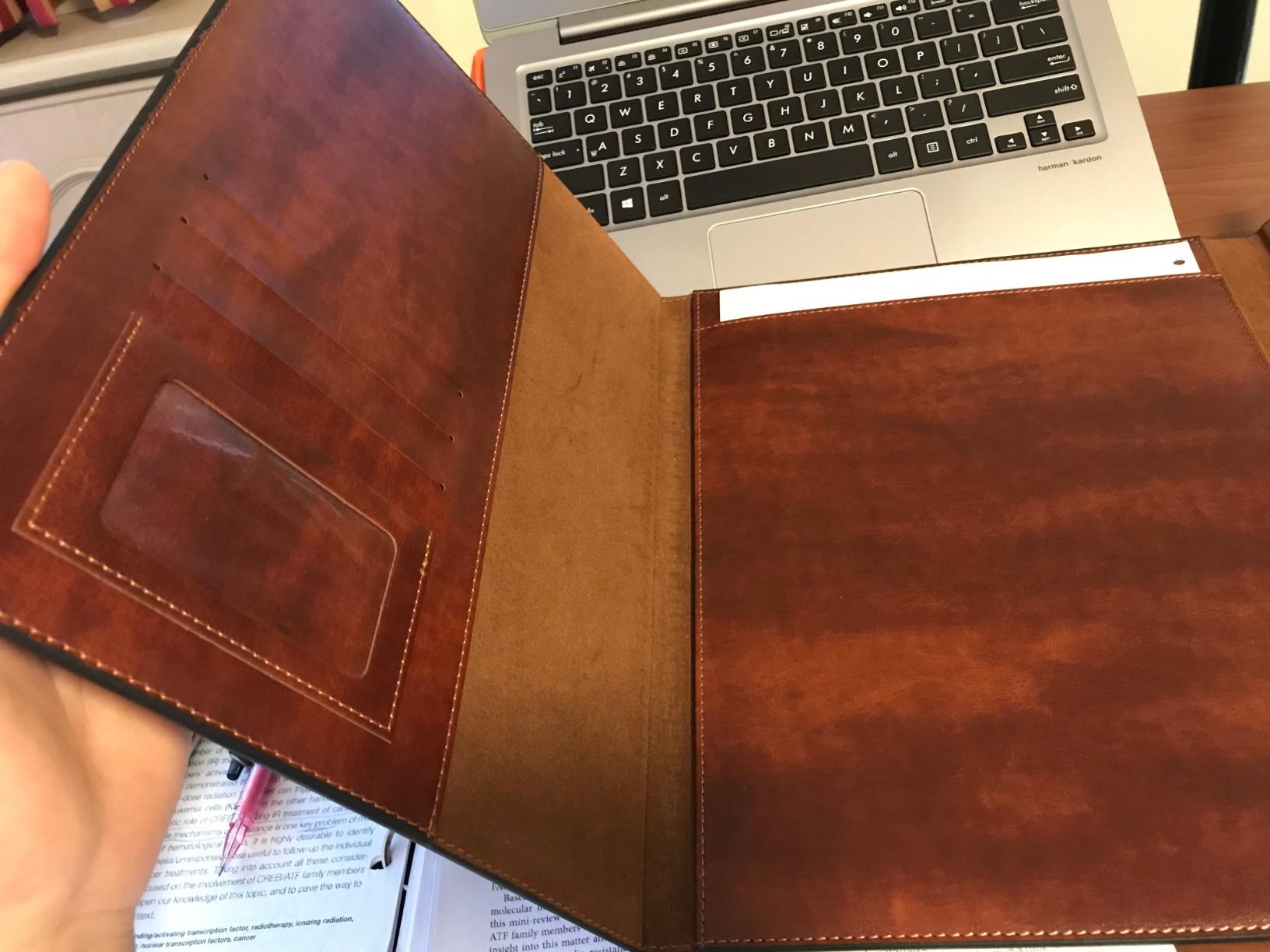 GALLAWAY LEATHER Padfolio Folder – Slim Portfolio Organizer Holder for Letter Legal A4 Note Pads Notebooks for Men and Women Refillable Business Leather Folio Binder, Brown customer photo 2