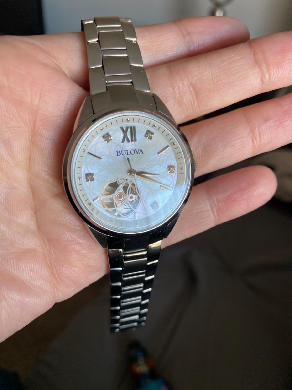 Bulova Ladies' Classic Diamond 3-Hand Automatic in Stainless Steel, Mother-of-Pearl Dial and Open Aperture Dial customer photo 1