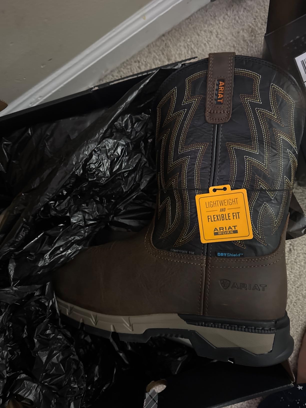 Ariat Rebar Flex Western Waterproof Composite Toe Work Boots – Men’s Square Toe Western Work Boot customer photo 2