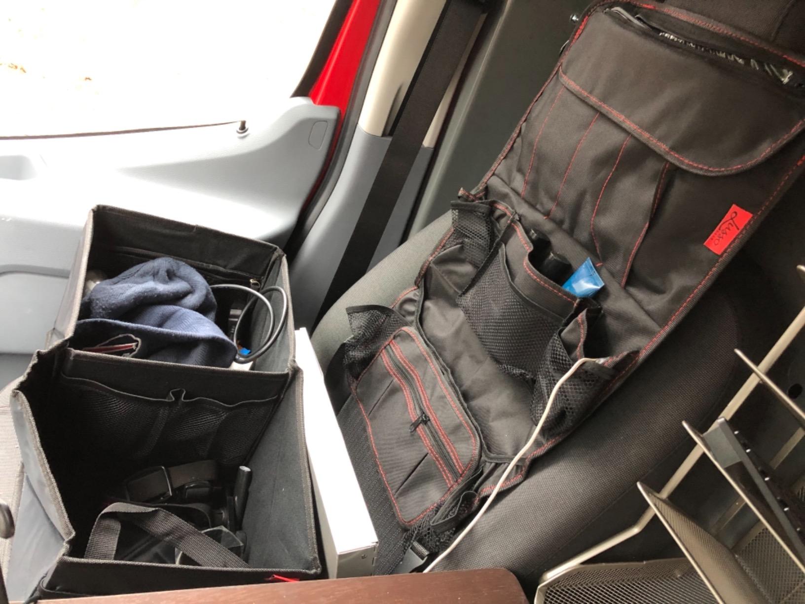 Lusso Gear Backseat Car Organizer- Kick Mat Protects Against Kids Feet - 12 Large Storage Pockets - iPad,Tablet, Water Bottle Holder- Durable, Heavy Duty Road Trip Essential (Black) customer photo 2