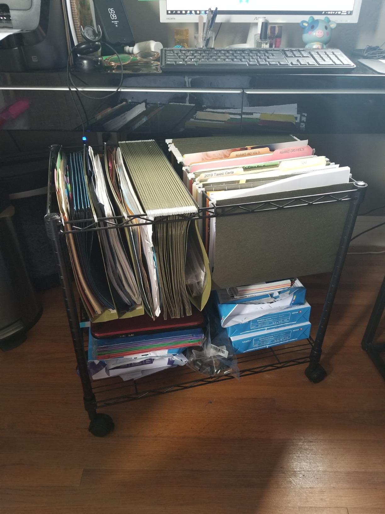 Finnhomy Premium 1-Tier Metal Rolling File Cart for Letter Size and Legal Size Folder, Black customer photo 2