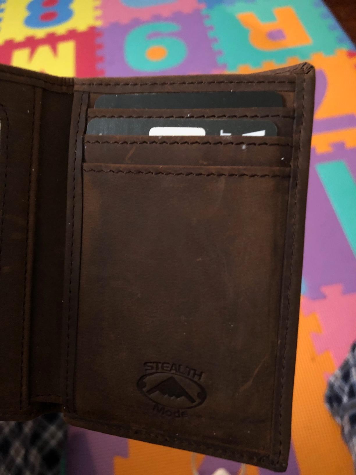 Stealth Mode Trifold Leather Wallet for Men with RFID Blocking (Brown) customer photo 2