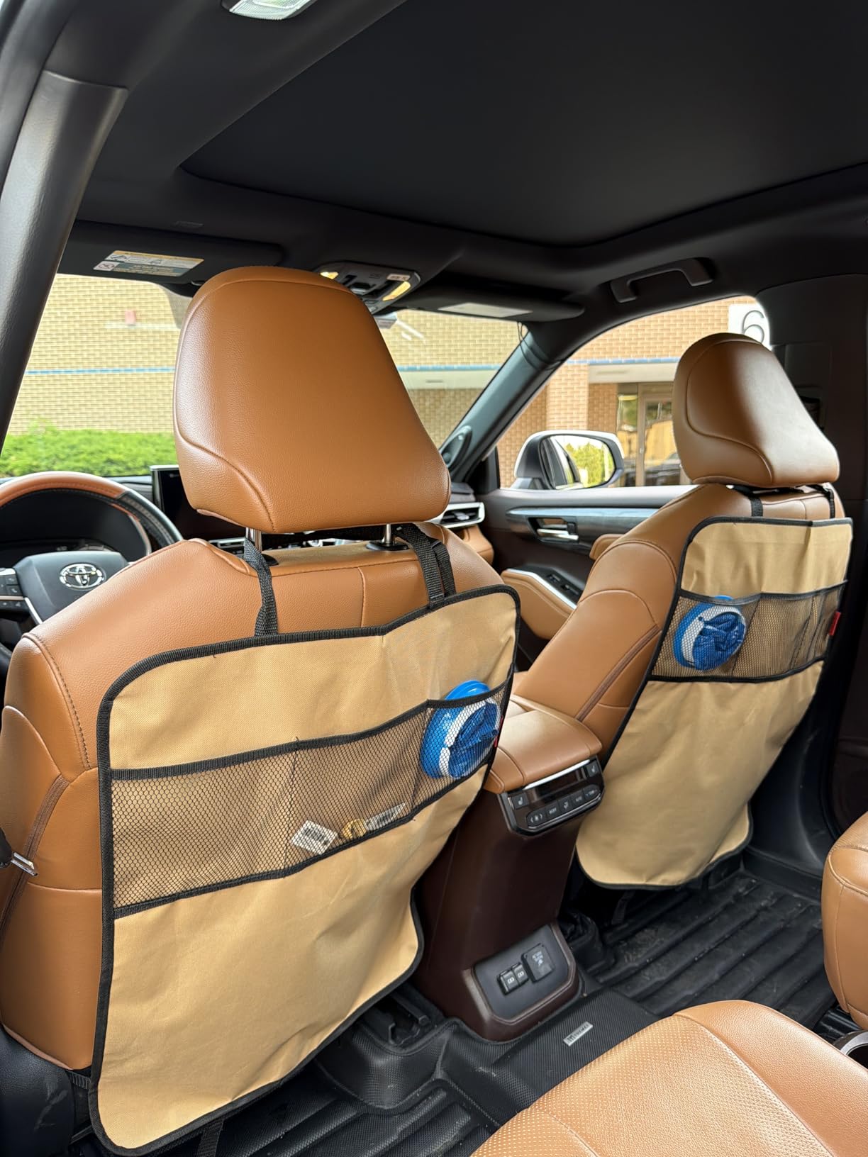 Lusso Gear Seat Back Protector - 2-Pack Kids Kick Mat & Car Seat Organizer - Waterproof Oxford Backseat Cover - 3 Mesh Pockets for Car Organization, Black customer photo 1