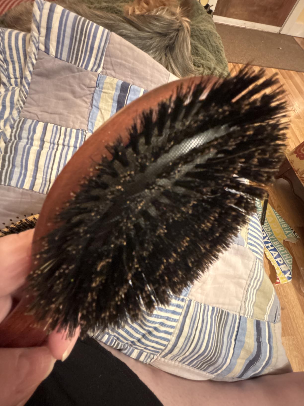 BESTOOL Hair Brush-Boar Bristle Hair Brushes Natural Bamboo Wooden Cushion Massage Anti Static Large Paddle Hairbrush for Women Men and Kid (Round) customer photo 2