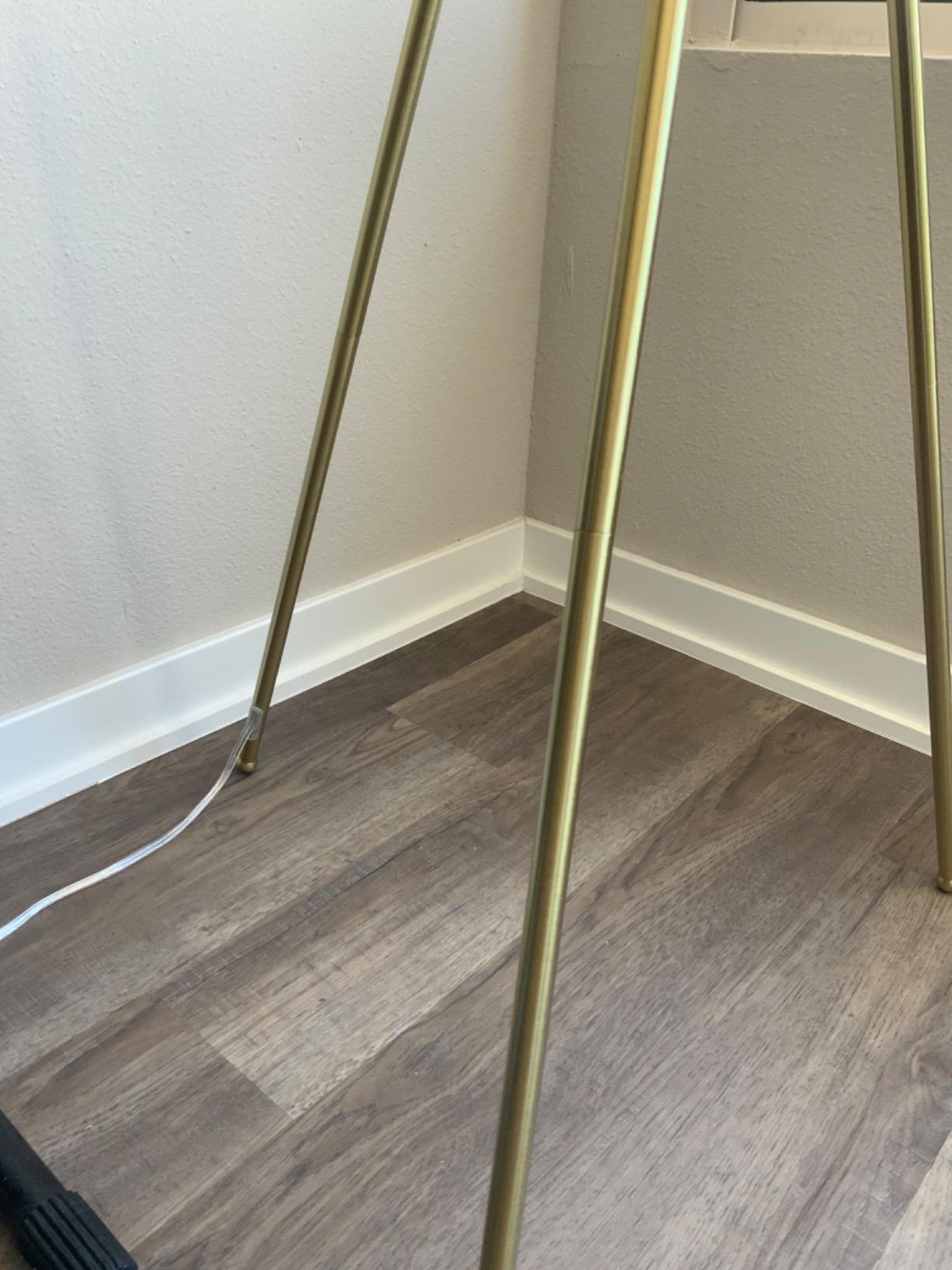 Brightech Jaxon LED Floor lamp, Modern Lamp for Living Rooms & Offices, Tall Lamp with Contemporary Drum Shade, Gold Tripod Standing Lamp for Bedroom Reading, Great Living Room Decor - Brass customer photo 2
