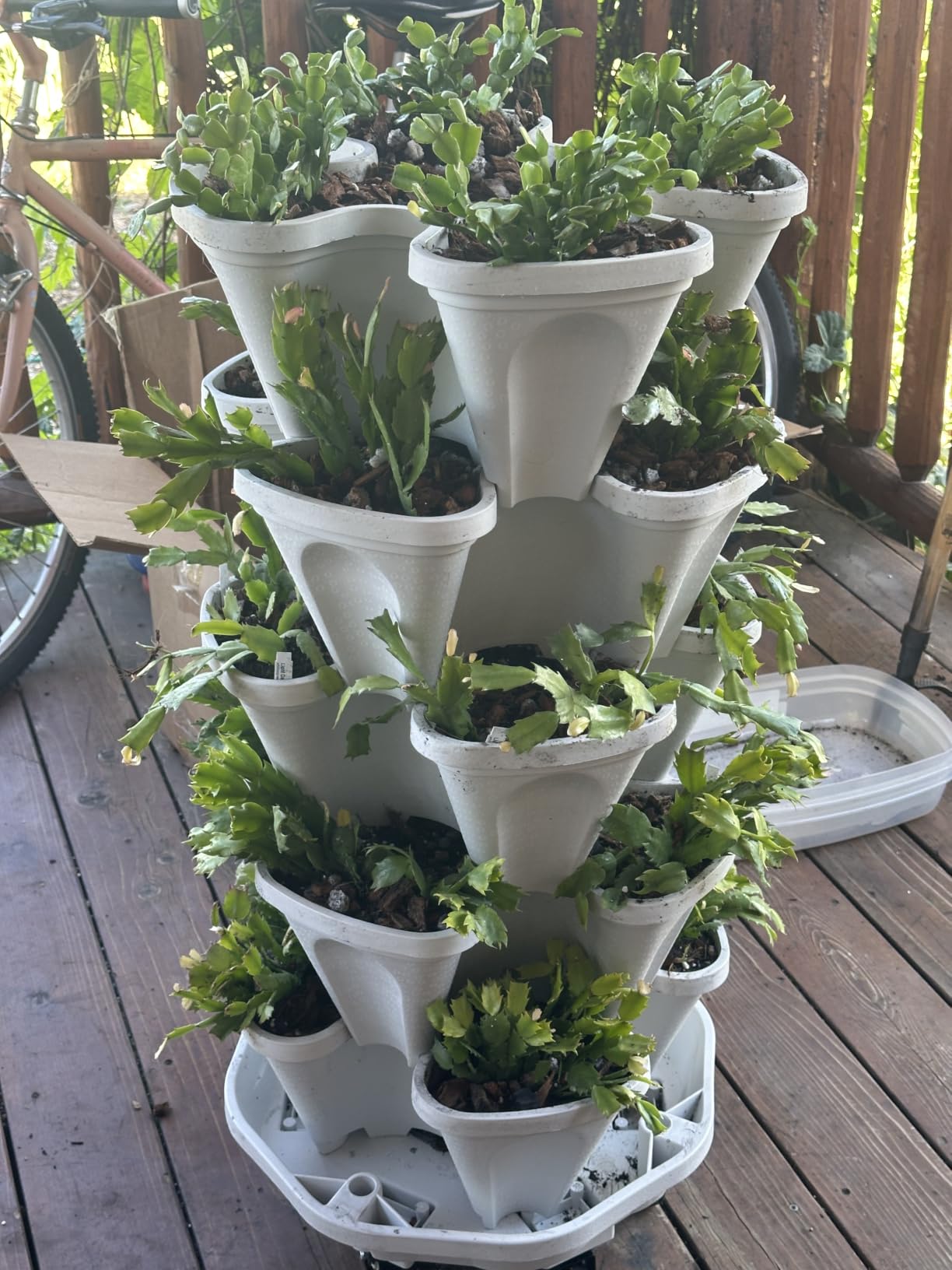 LARGE 64 Quart Stackable Planter 5-Pack - Grow More In Less Space - Plant Pots and Stack - DIY Vertical Gardening System - For Growing Veggies, Herbs, Garden Greens, Starwberries (Terracotta) customer photo 2