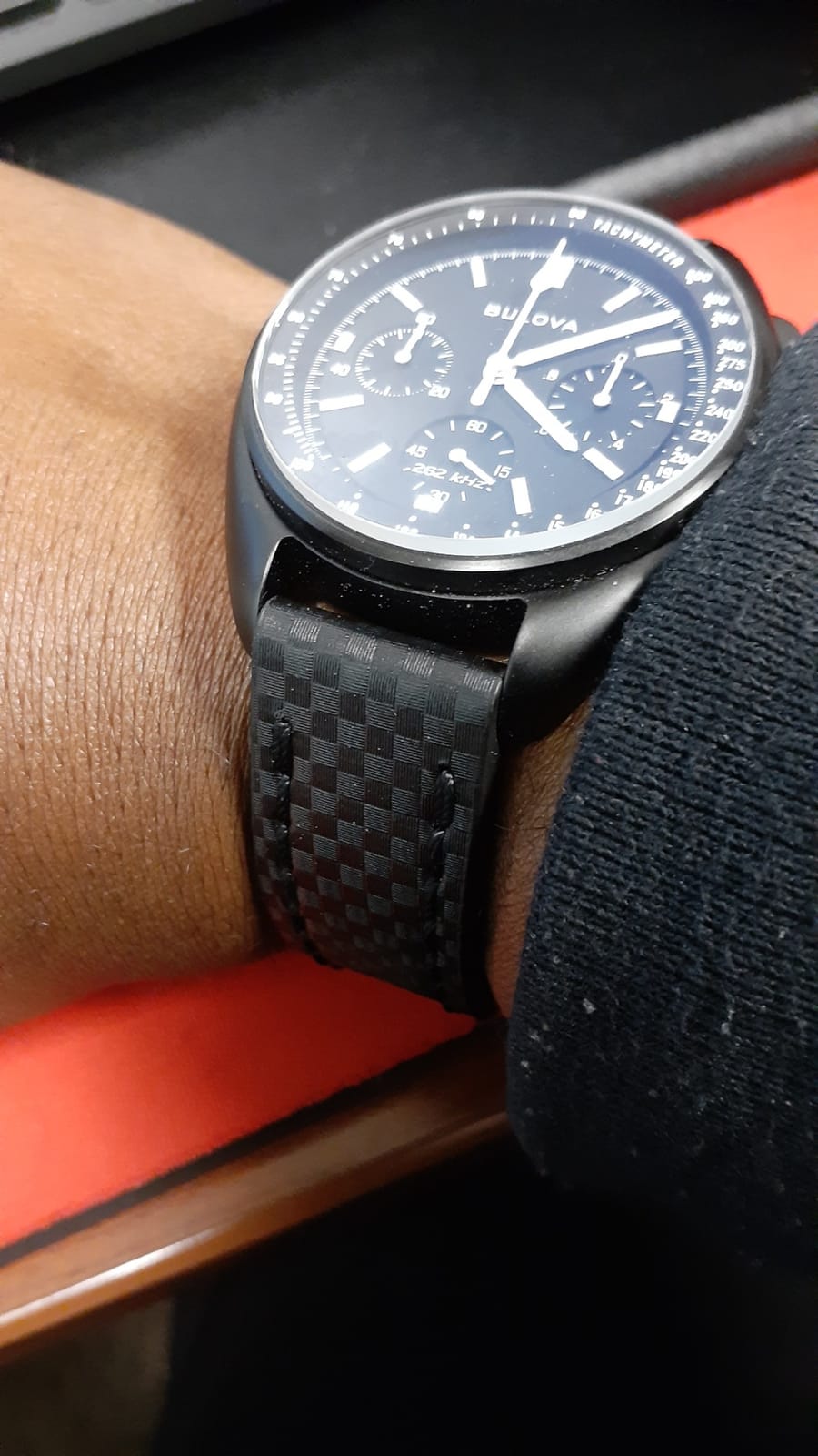 Bulova Men's Archive Series Lunar Pilot 6-Hand Chronograph Precisionist Black Ion-Plated Stainless Steel, Black NATO Strap and Sapphire Crystal Style: 98A186 customer photo 1