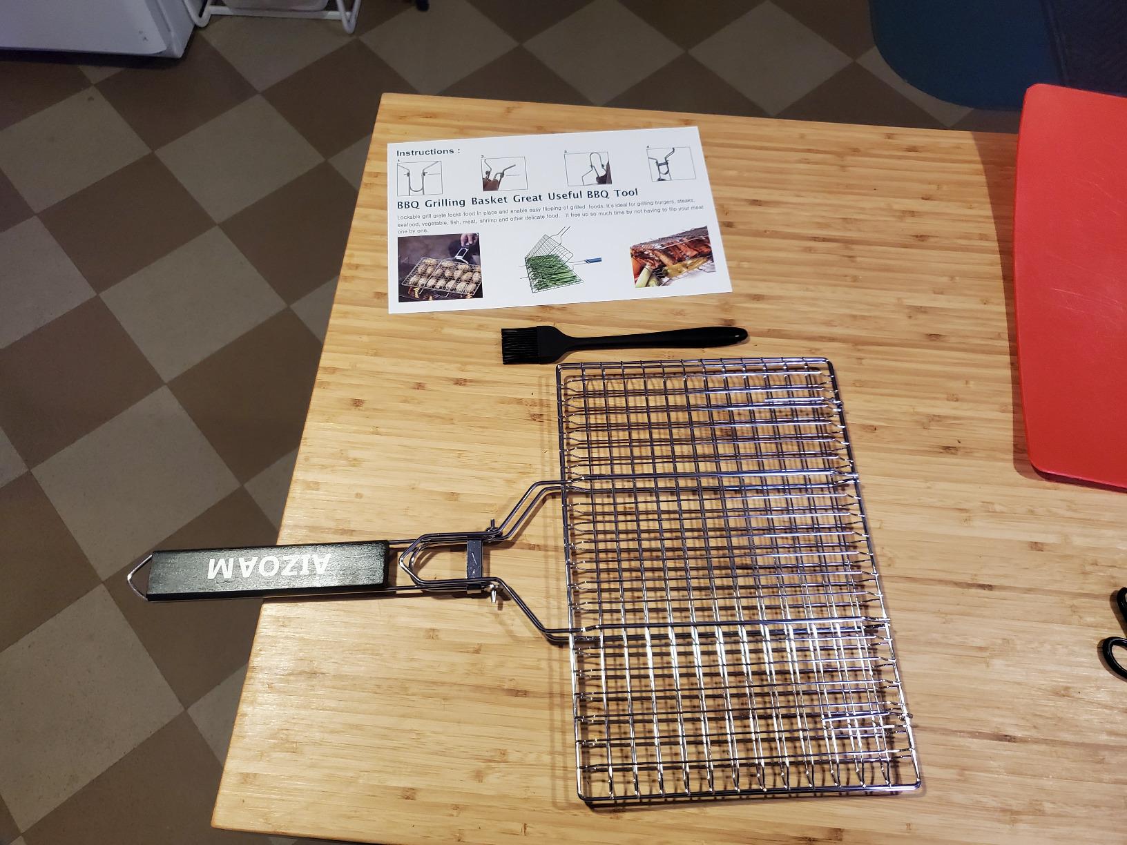 Grill Basket - Grill Baskets for Outdoor Grill, Stainless Steel Large Grilling Basket w Removable Handle, Portable Fish Grilling Rack for Grill Ideal Meat Fish Vegetables Grilling Accessories customer photo 1