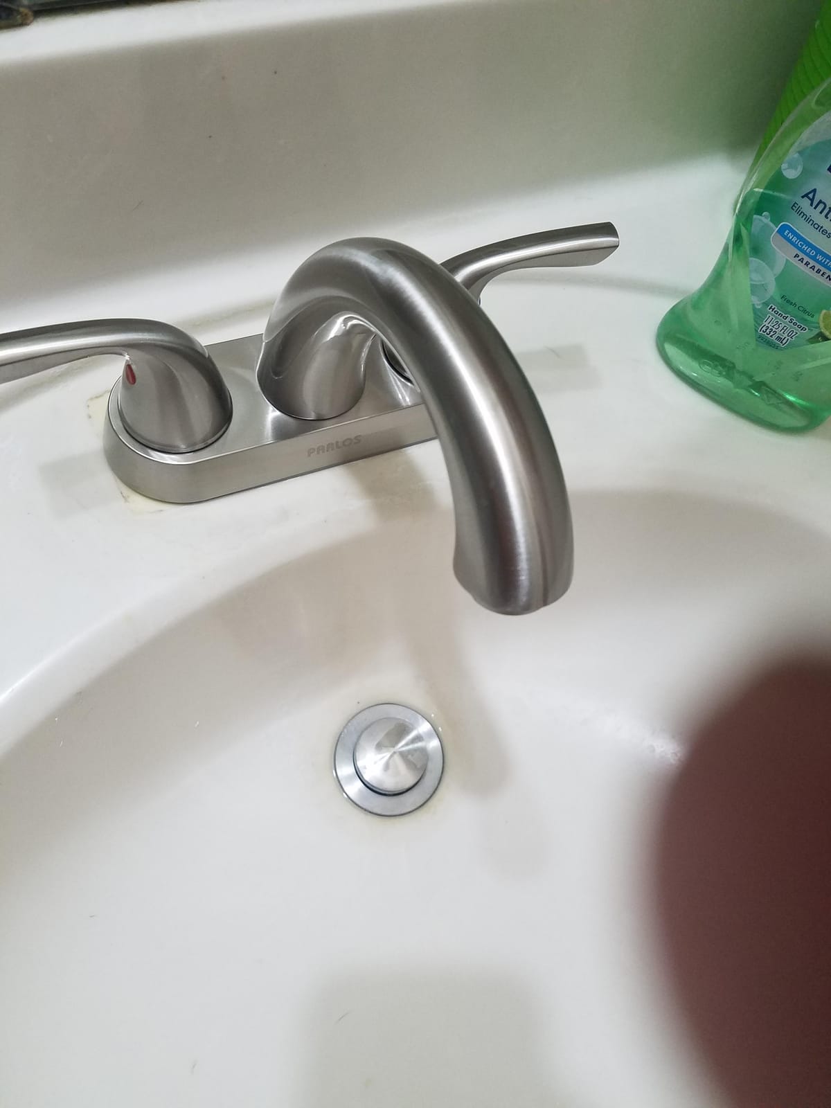 PARLOS Bathroom Sink Faucet 4 Inch Centerset for Vanity, Brushed Nickel customer photo 2
