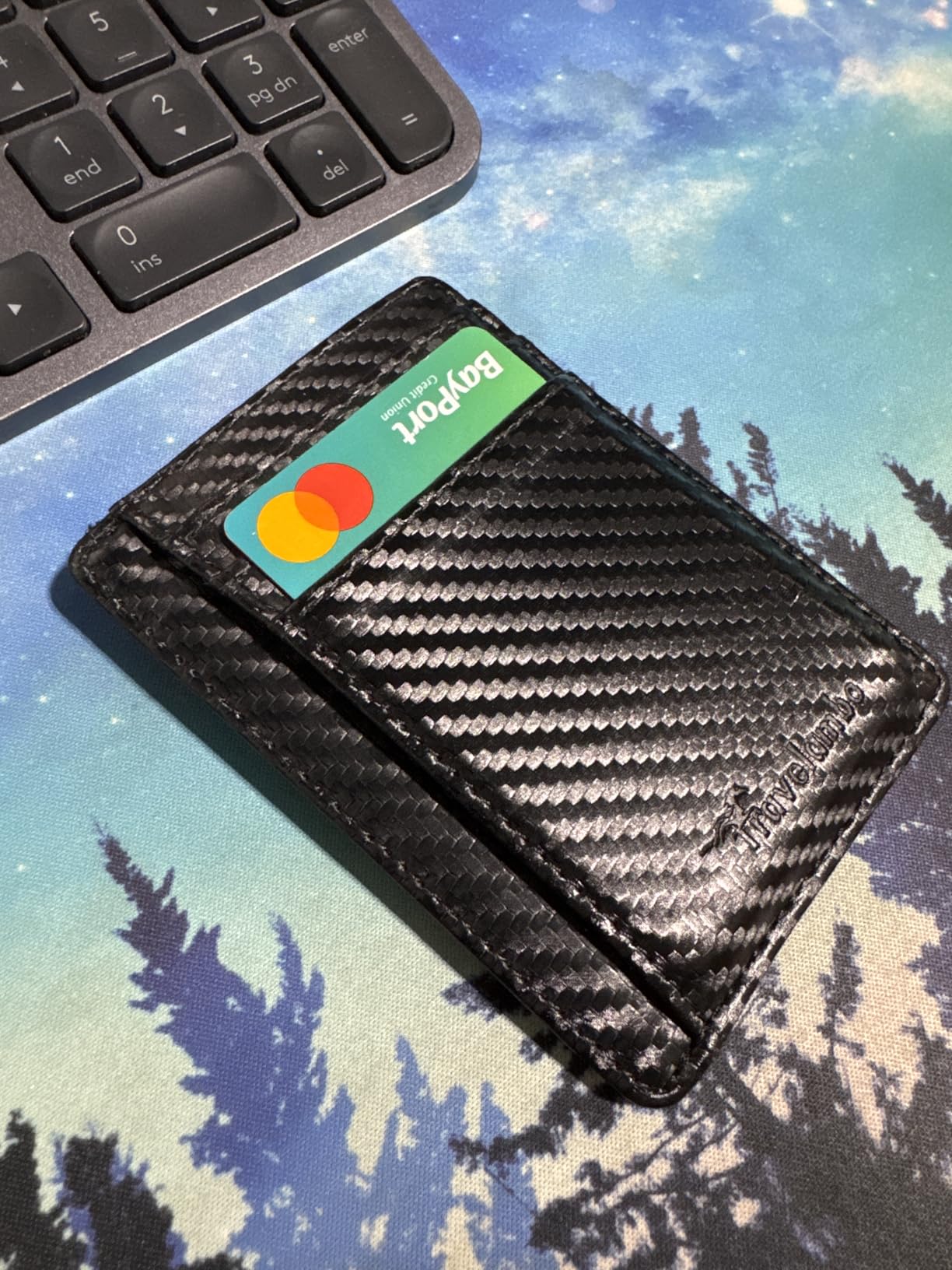 Travelambo Slim Minimalist Wallet for Men, RFID Blocking Credit Card Holder, Front Pocket ID Card Case, Gifts for Men, Husband, Boyfriend, Teenage customer photo 1