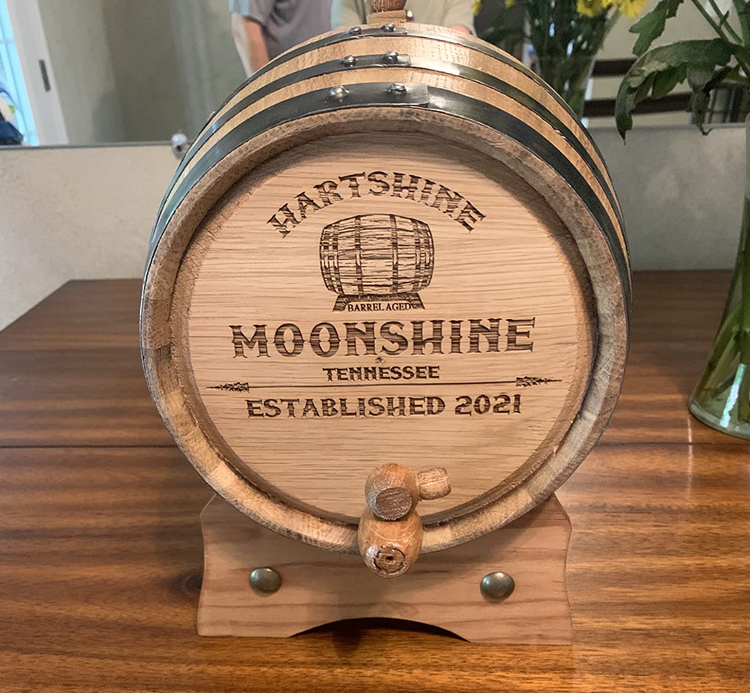 Personalized - Custom American White Oak Bourbon Aging Barrel - Oak Barrel Aged (1 Liter, Black Hoops) customer photo 1