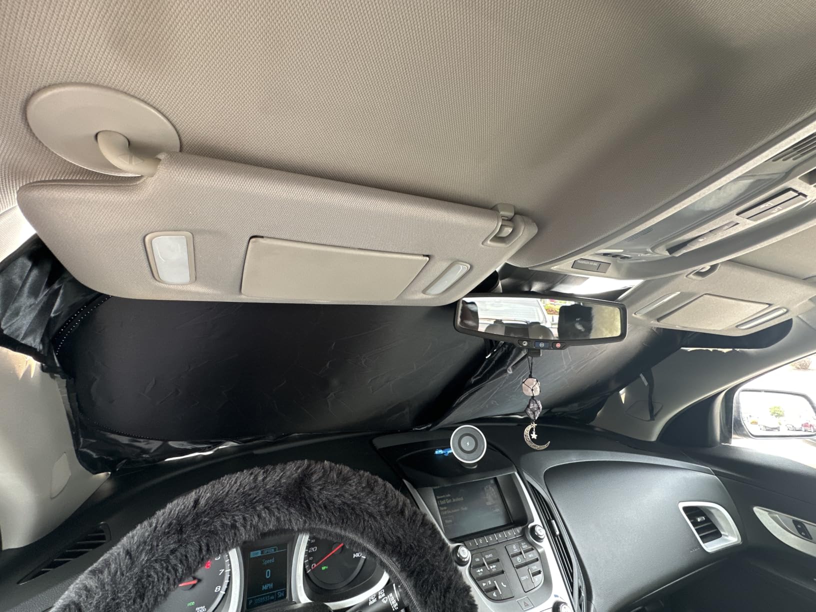 Magnelex Car Windshield Sunshade – Double-Layer Design for 2X Heat Blocking, Blocks UV Rays, Foldable Sun Shade for Cars, Trucks & SUVs, Keeps Interior Cooler, Large (63 x 33.8 in) customer photo 2