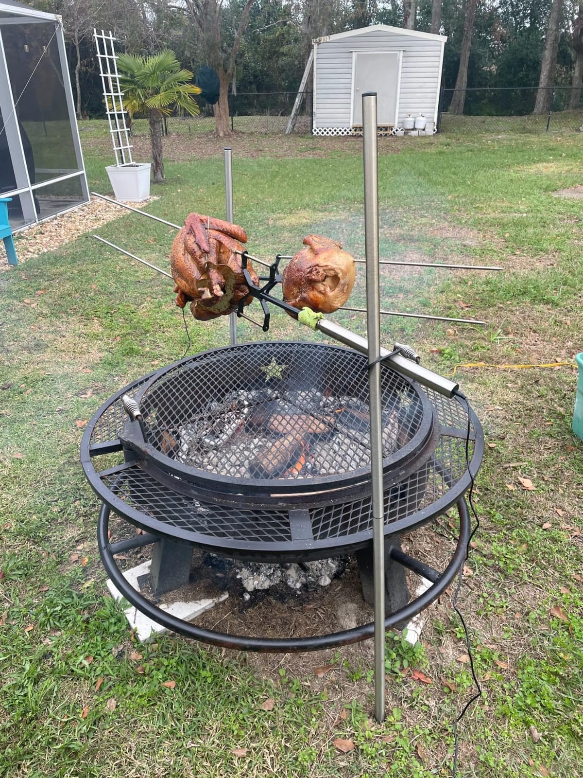 KANKA Rotisserie Grill Kit – Heavy Duty Portable Spit Roaster with Electric Motor – Works with Fire Pits, Campfires, Charcoal & Gas Grills – 22LB Capacity, Stainless Steel - Includes Carrying Bag customer photo 2
