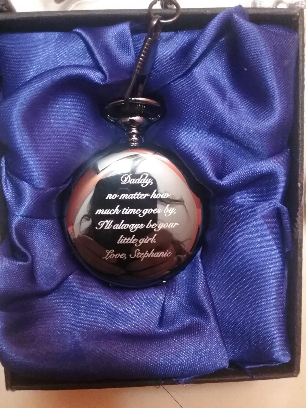 Personalized Gunmetal Pocket Watch with Gold Dial Custom Engraved Free - Timepiece with Free Engraving & Gift Box- Ships from USA customer photo 1