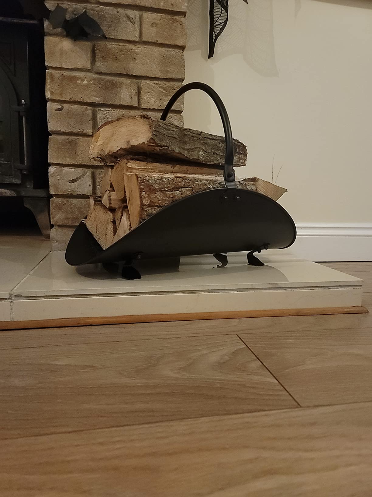 Rocky Mountain Goods Firewood Basket Holder Indoor - Decorative Finish Metal Log Holder - Fireplace Wood Rack is Ideal Size for Indoor use - Assembly Wrench Included - for Modern or Classic Home customer photo 1