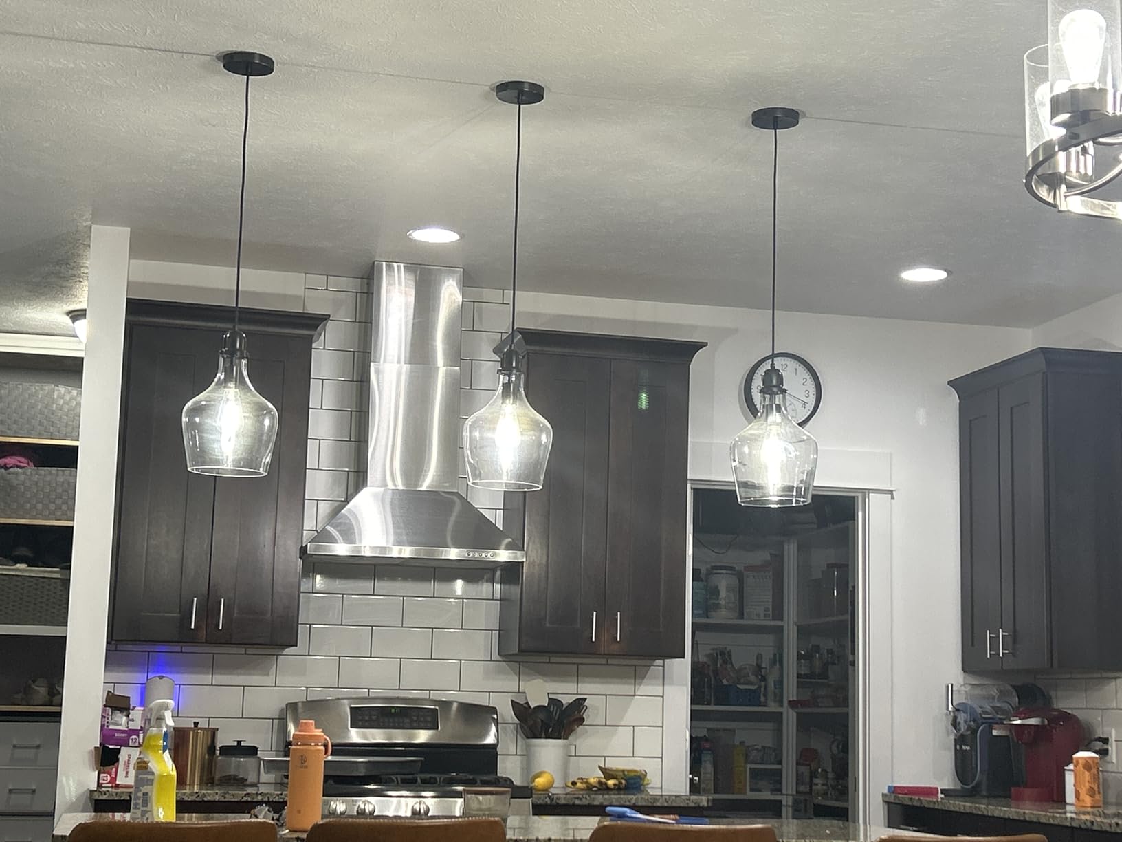 INK+IVY Auburn Pendant Lighting for Dining Room, Industrial Kitchen Lights, Hand-blown Glass Bell Shaped Pendant Light for Kitchen Island, Foyer, Bedroom, 9