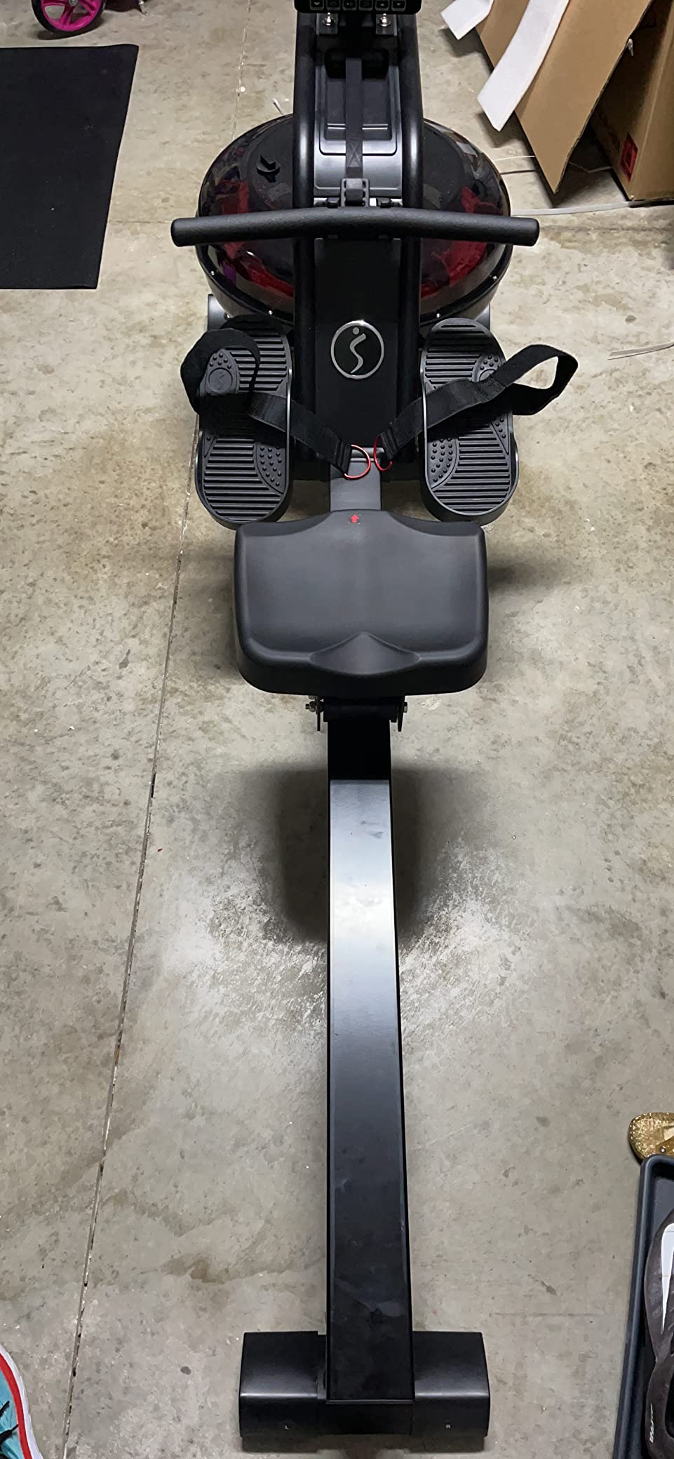 Sunny Health & Fitness Premium Water Rower w/Intensive Dynamic Real-Time Resistance, 300 LB Capacity Flip-able Rowing Machine for Home Training, Optional Free SunnyFit App Connection customer photo 2