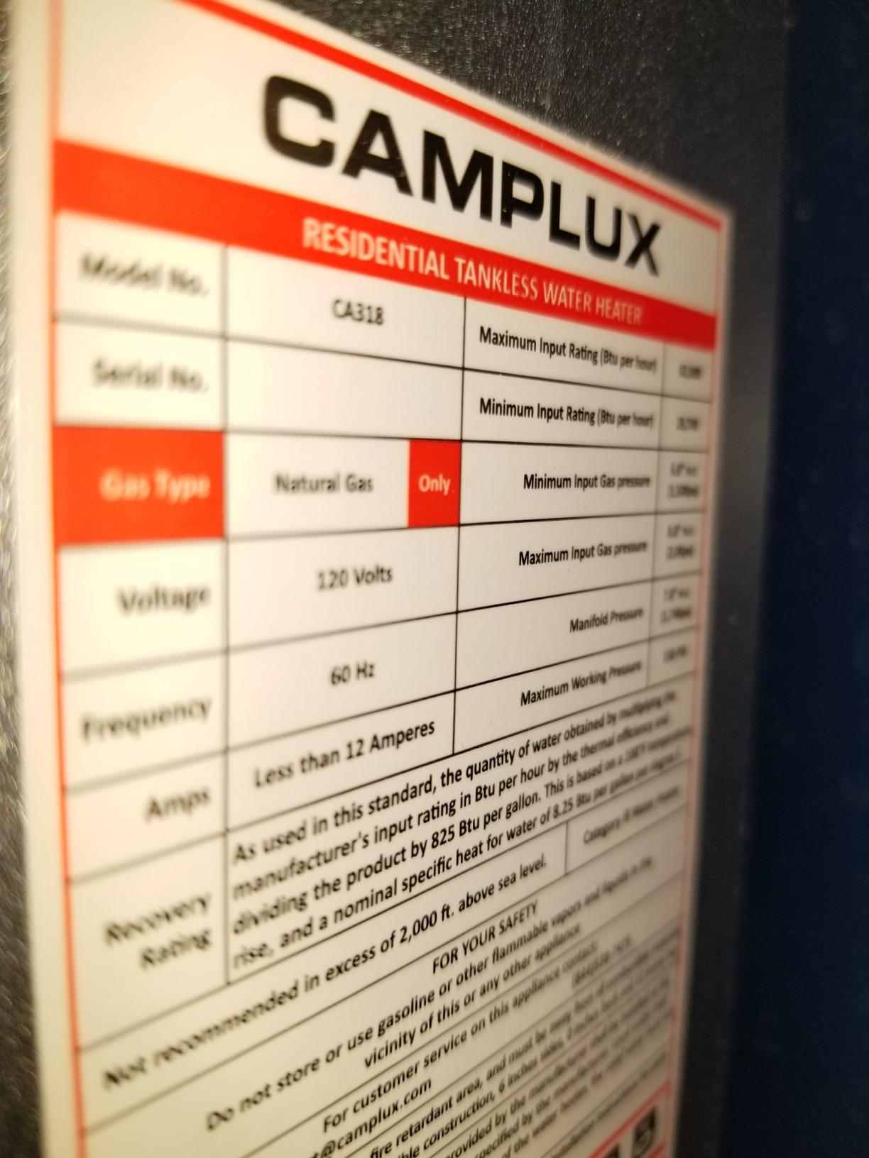 CAMPLUX Propane Tankless Water Heater, Instant Hot Water Heater, 3.18 GPM On Demand, Propane, Indoor, Black customer photo 2