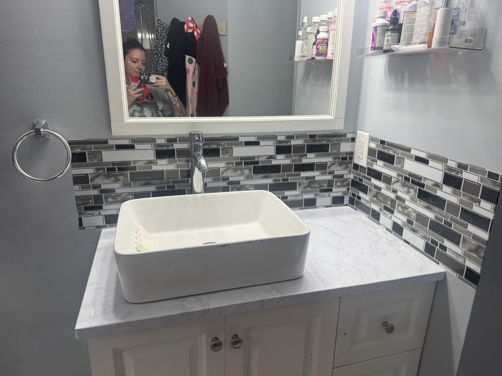 practicalWs Glossy Marble Contact Paper White Peel and Stick for Countertop customer photo 1