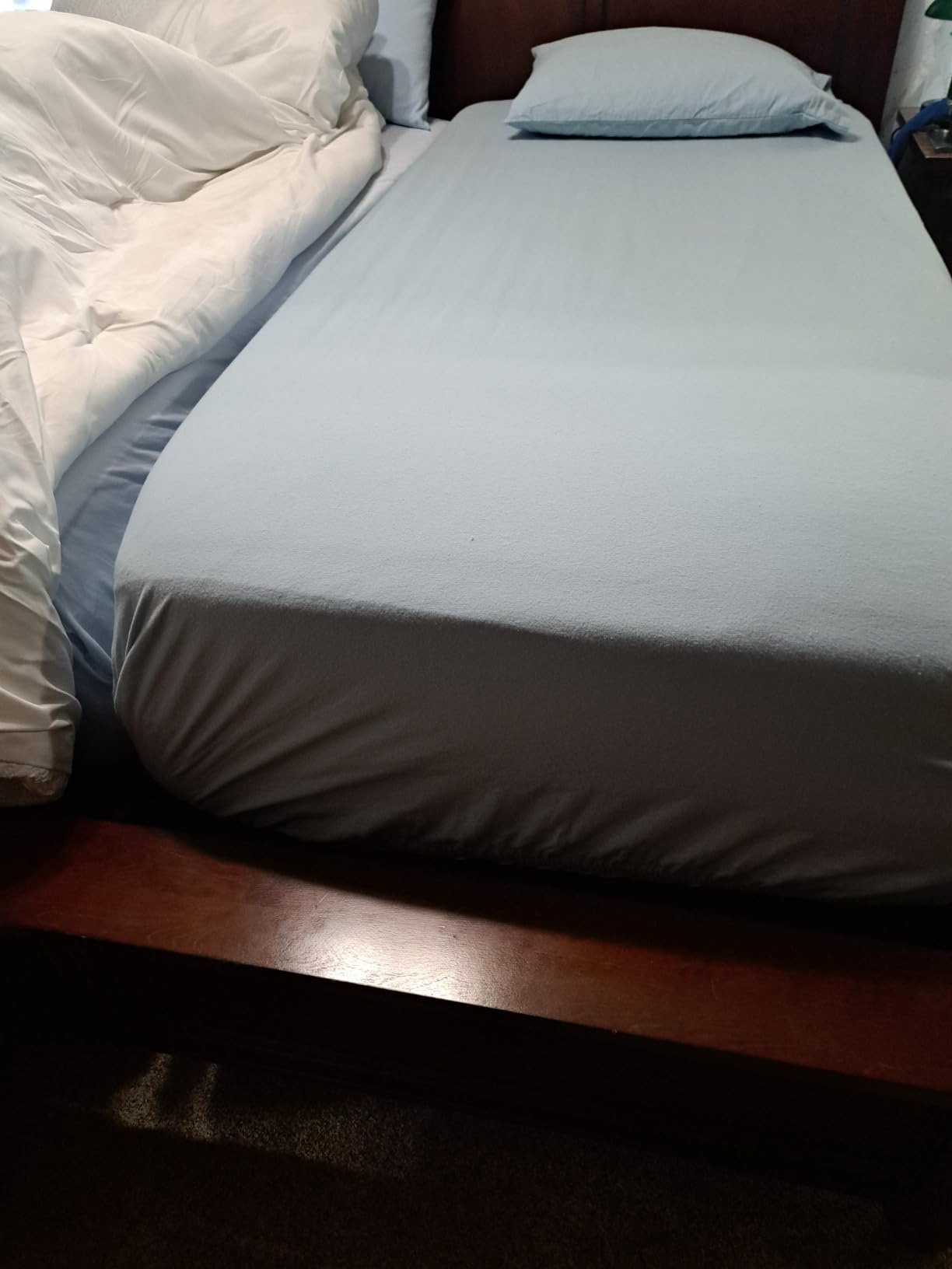 Bare Home Flannel Sheet Set 100% Cotton, Velvety Soft Heavyweight - Double Brushed Flannel - Deep Pocket (Queen, Grey) customer photo 2